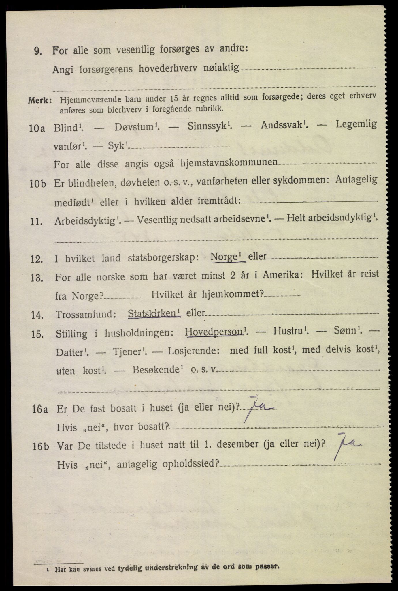 SAK, 1920 census for Oddernes, 1920, p. 7602