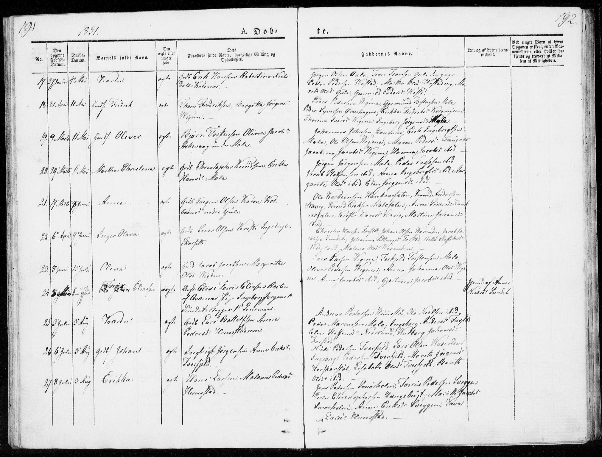 Ministerialprotokoller, klokkerbøker og fødselsregistre - Møre og Romsdal, AV/SAT-A-1454/566/L0766: Parish register (official) no. 566A05, 1842-1851, p. 191-192