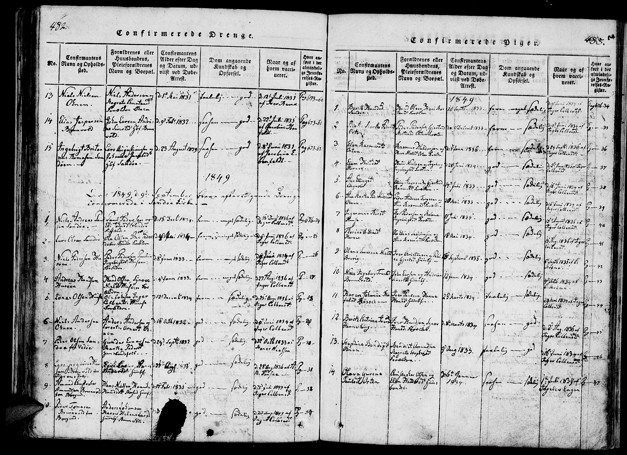 Ministerialprotokoller, klokkerbøker og fødselsregistre - Møre og Romsdal, AV/SAT-A-1454/561/L0727: Parish register (official) no. 561A01, 1817-1858, p. 482-483