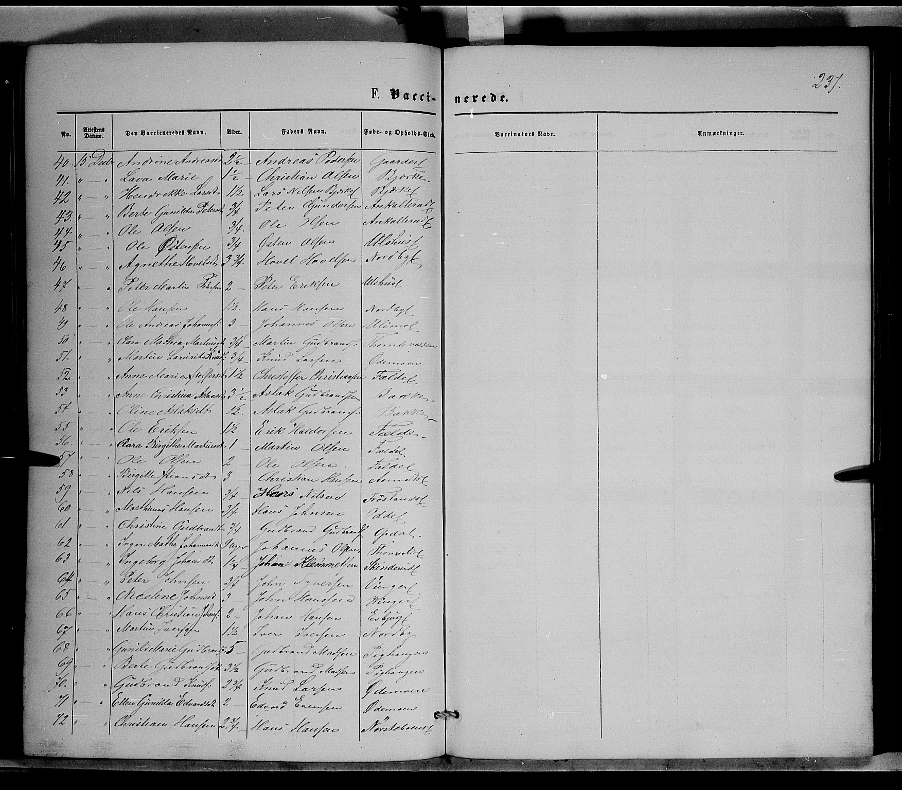 Nordre Land prestekontor, SAH/PREST-124/H/Ha/Haa/L0001: Parish register (official) no. 1, 1860-1871, p. 237