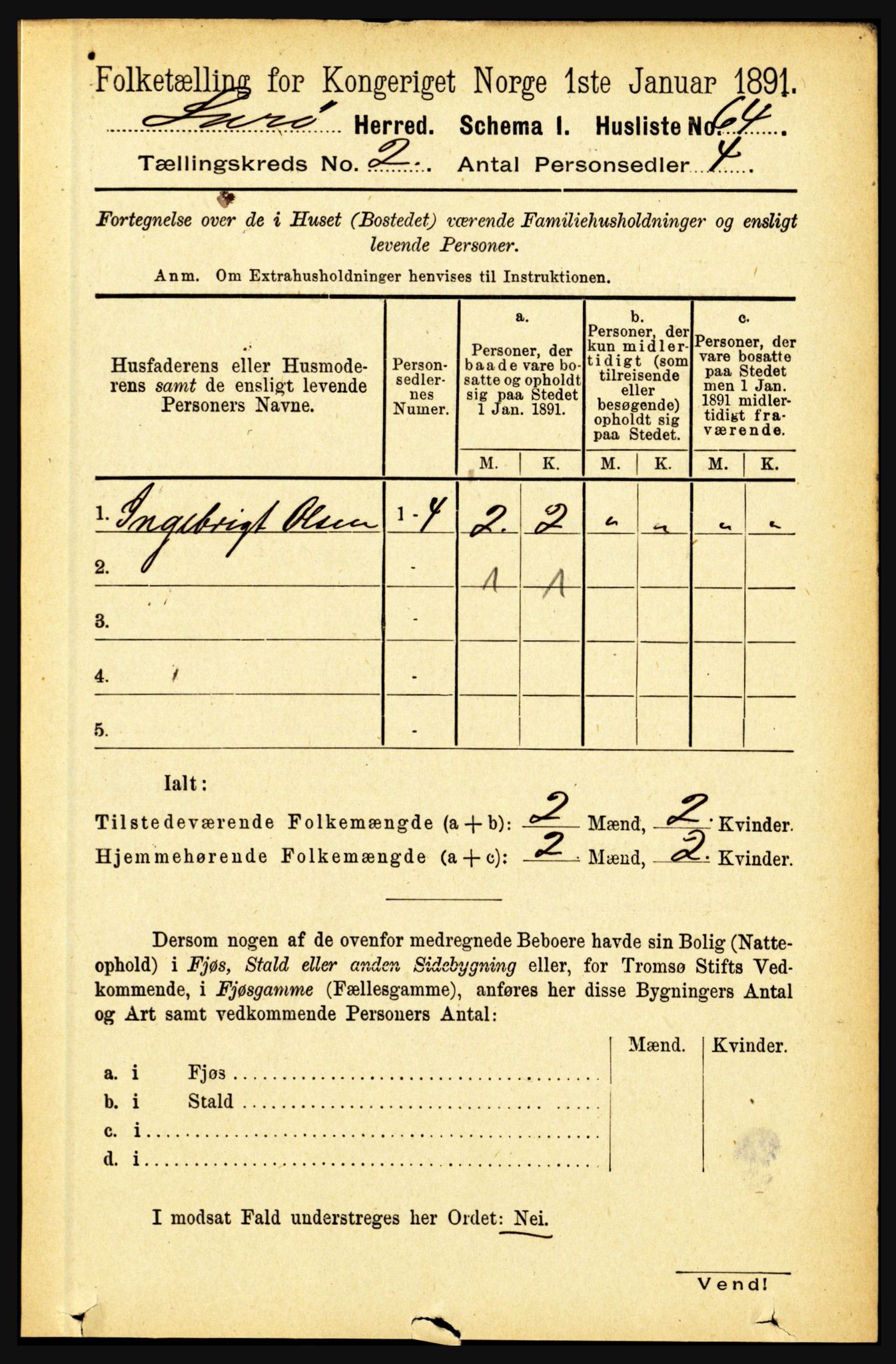 RA, 1891 census for 1834 Lurøy, 1891, p. 720