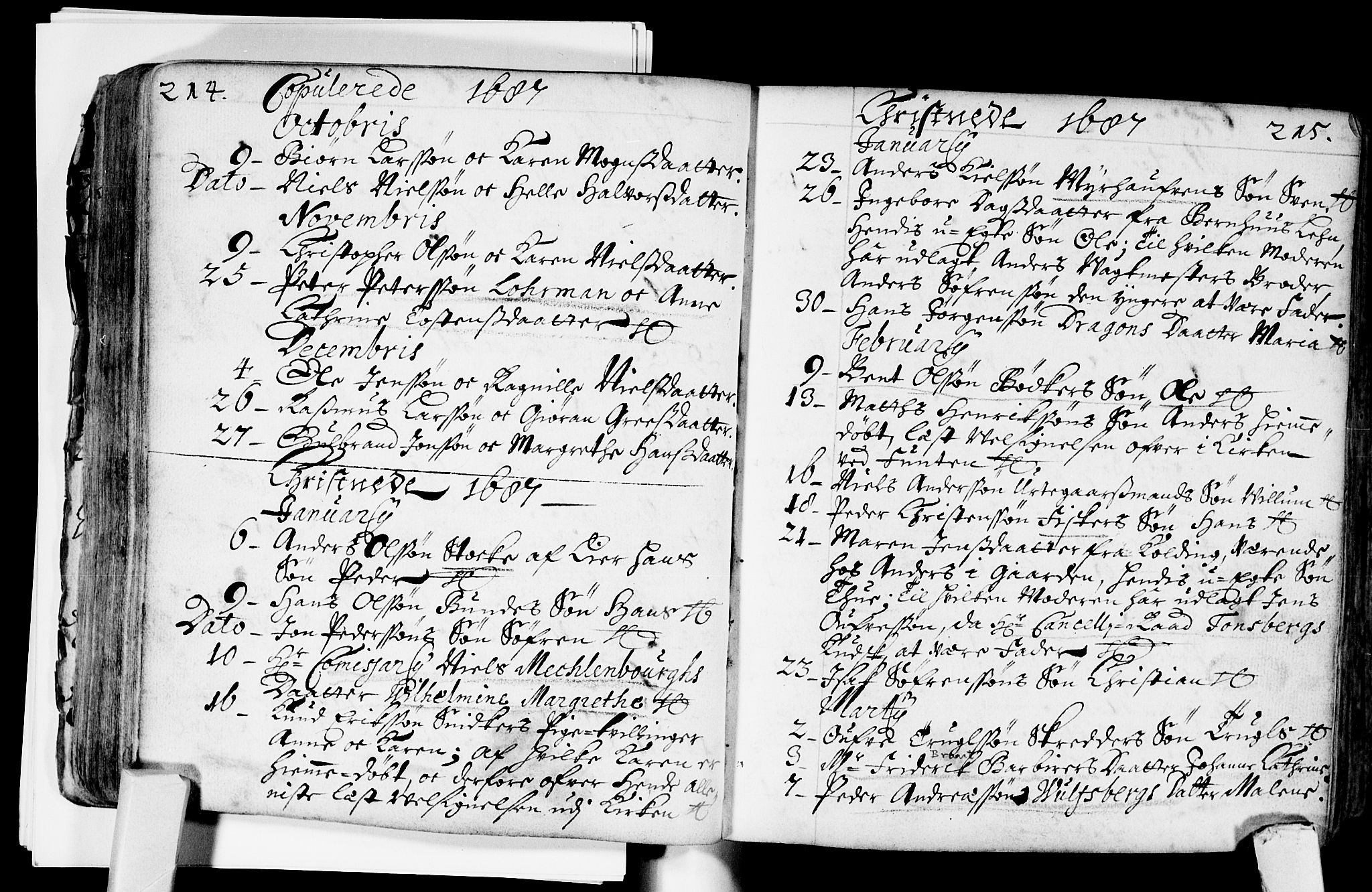 Bragernes kirkebøker, SAKO/A-6/F/Fa/L0002: Parish register (official) no. I 2, 1680-1705, p. 214-215