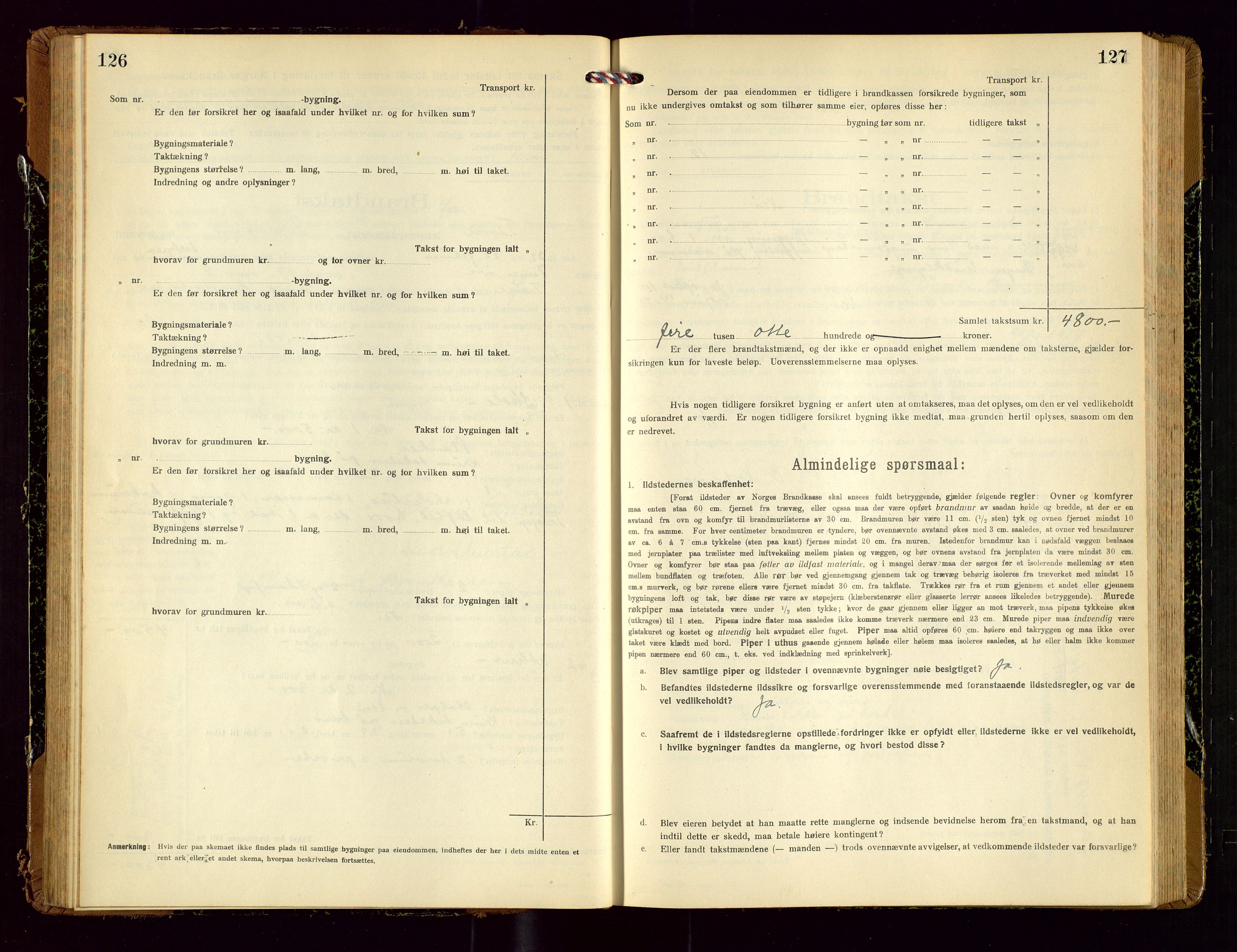Time lensmannskontor, SAST/A-100420/Gob/L0002: Branntakstprotokoll, 1919-1952, p. 126-127