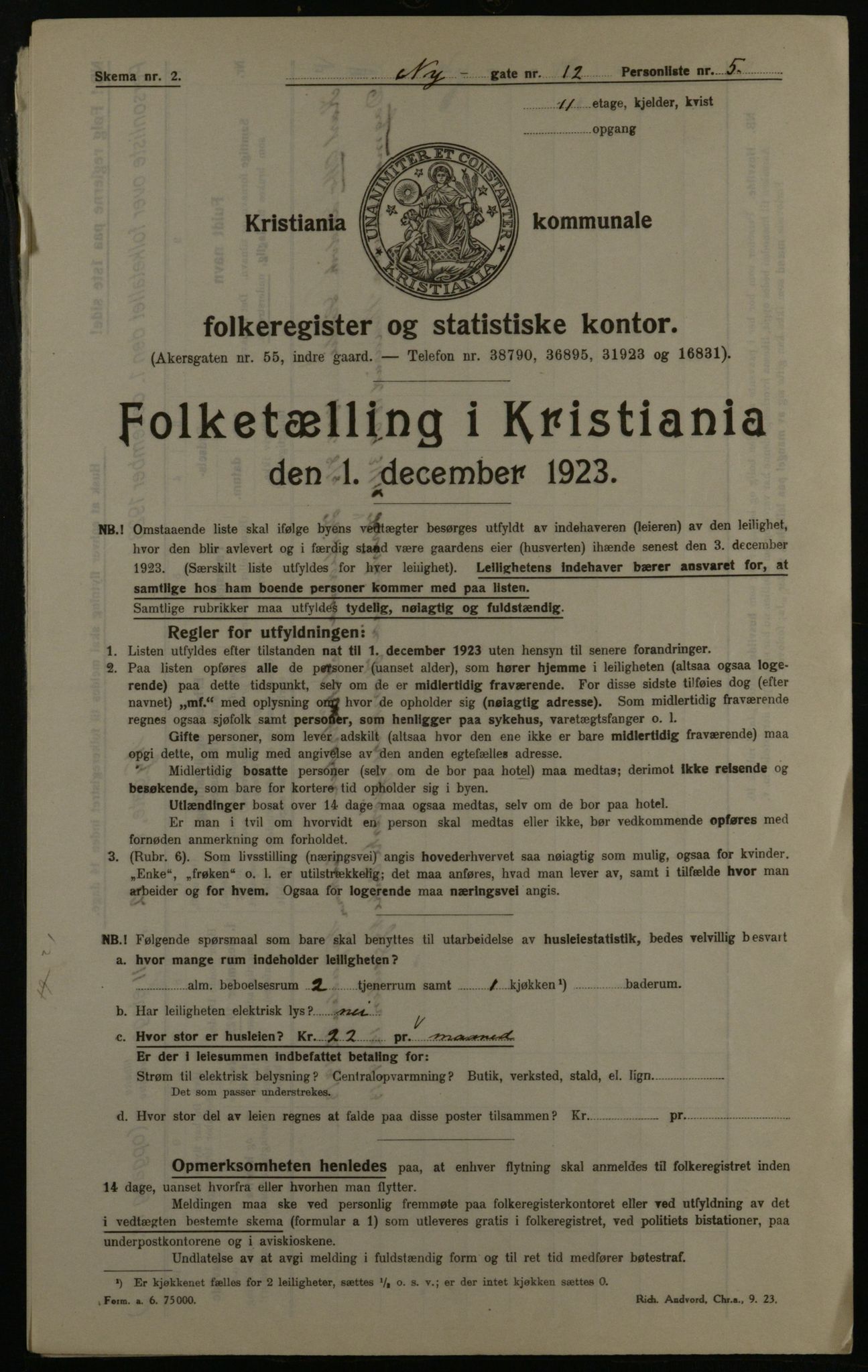 OBA, Municipal Census 1923 for Kristiania, 1923, p. 81287