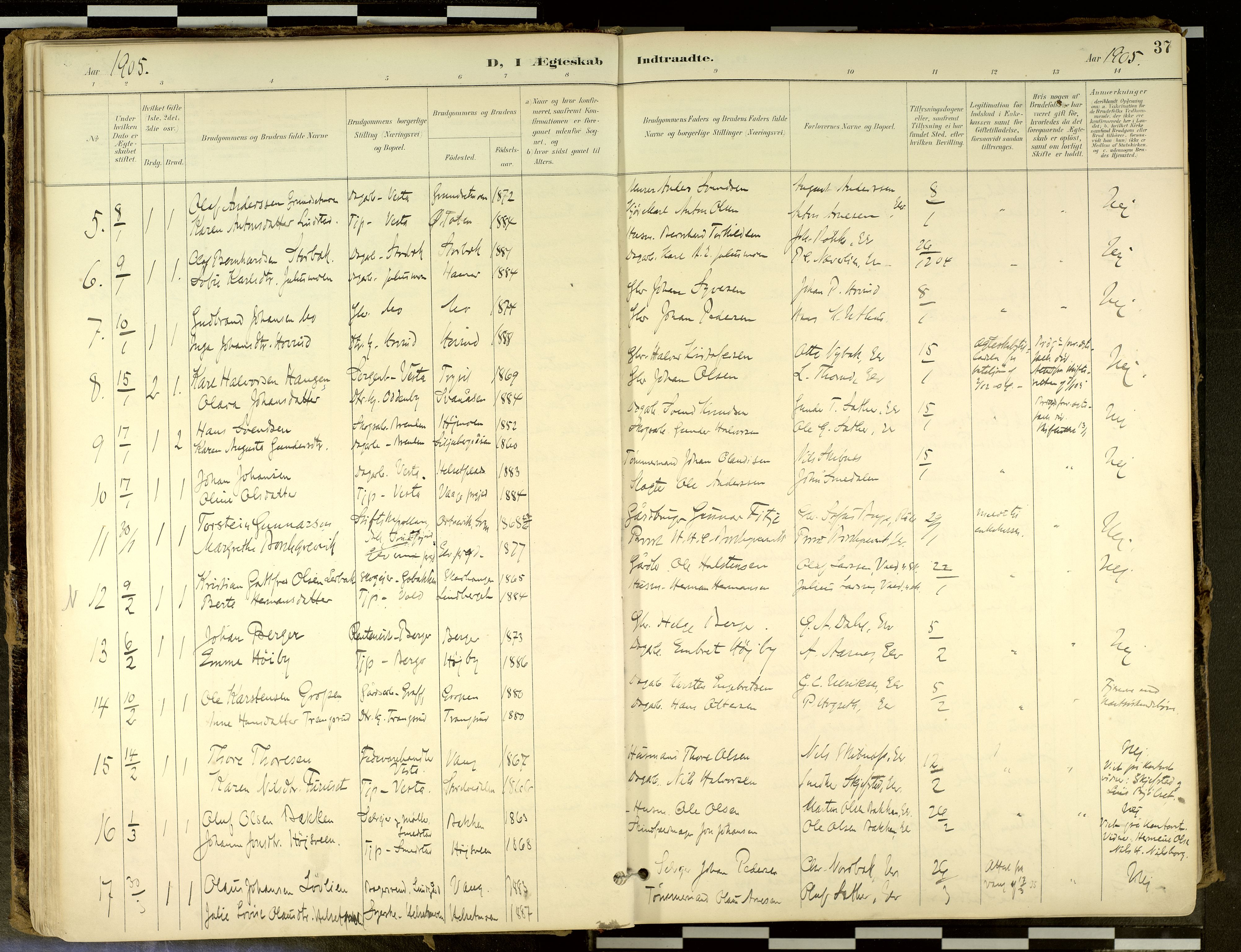 Elverum prestekontor, SAH/PREST-044/H/Ha/Haa/L0018: Parish register (official) no. 18, 1894-1914, p. 37