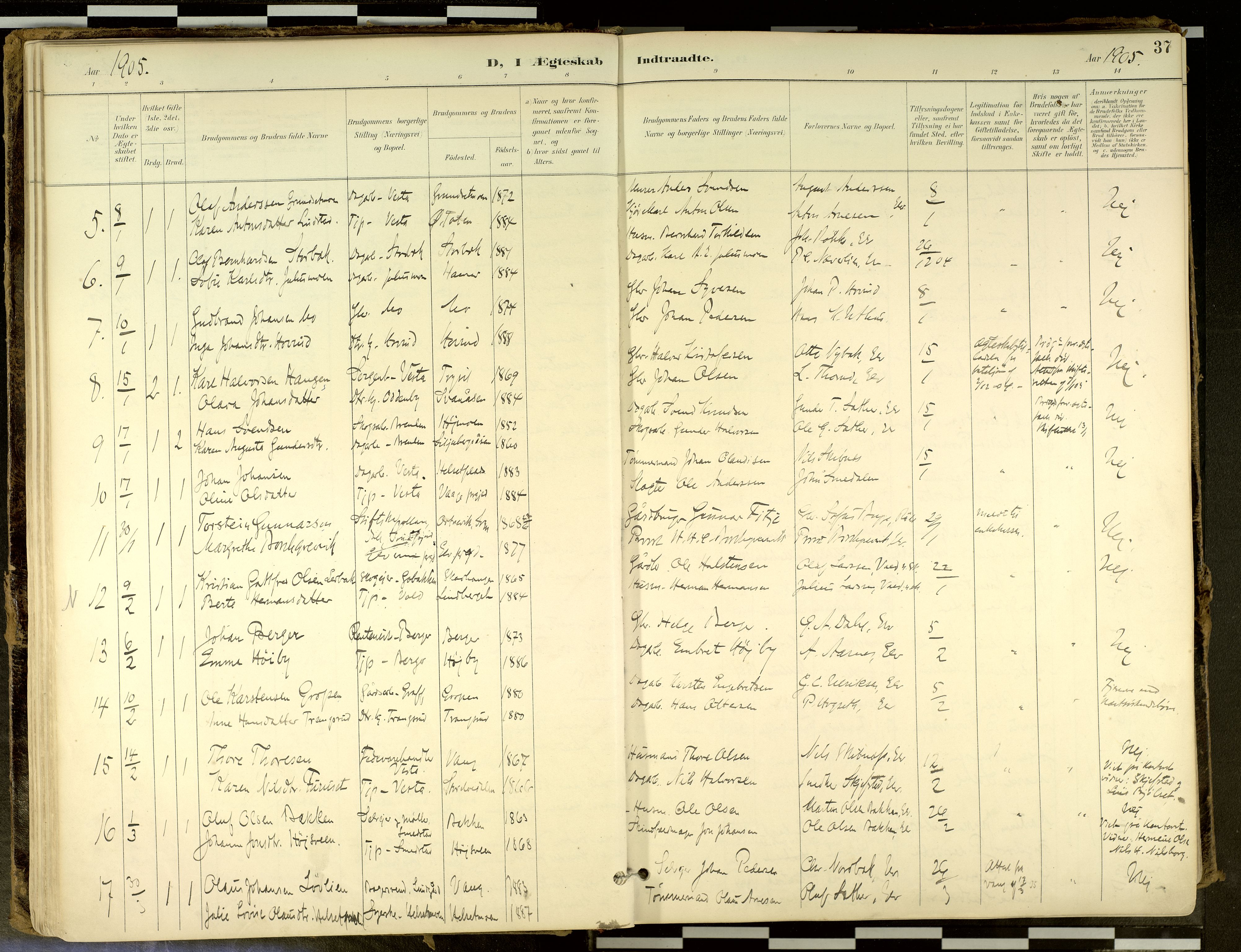 Elverum prestekontor, AV/SAH-PREST-044/H/Ha/Haa/L0018: Parish register (official) no. 18, 1894-1914, p. 37