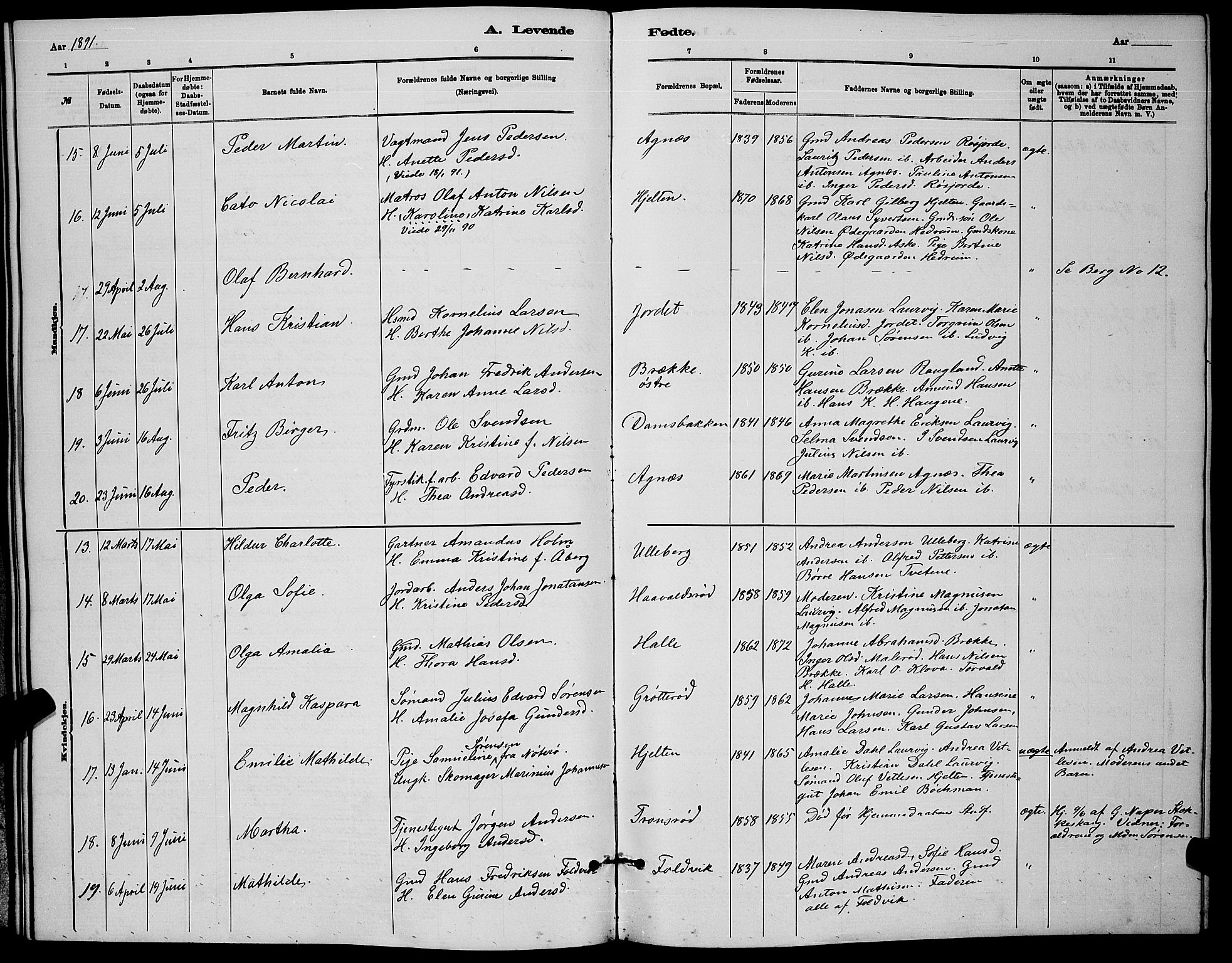 Brunlanes kirkebøker, AV/SAKO-A-342/G/Ga/L0003: Parish register (copy) no. I 3, 1877-1898