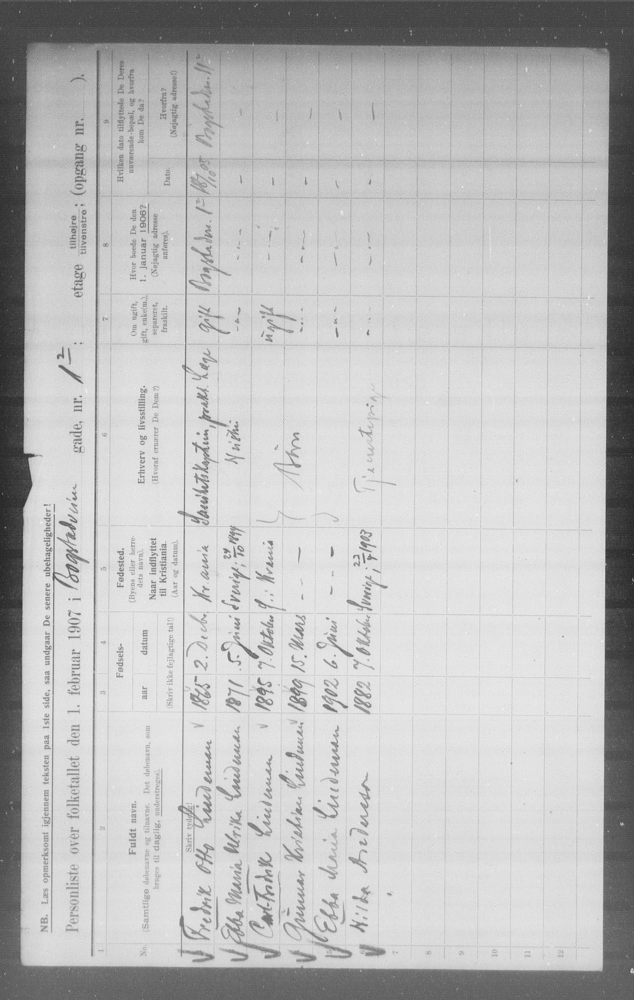 OBA, Municipal Census 1907 for Kristiania, 1907, p. 3561