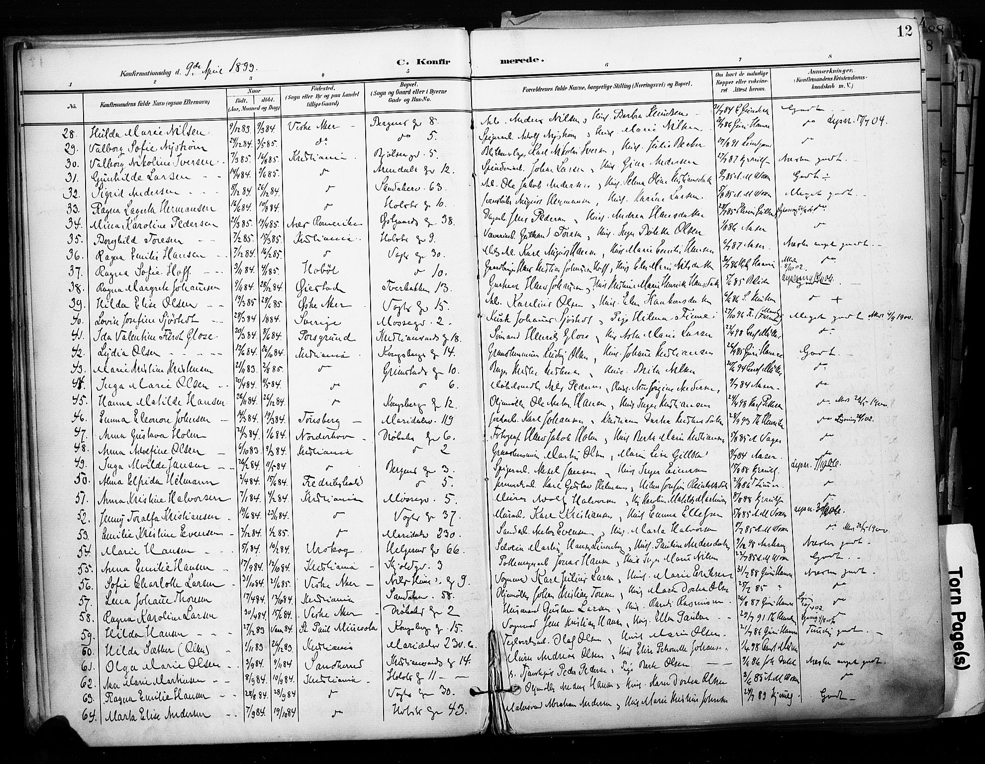 Sagene prestekontor Kirkebøker, AV/SAO-A-10796/F/L0005: Parish register (official) no. 5, 1898-1911, p. 12