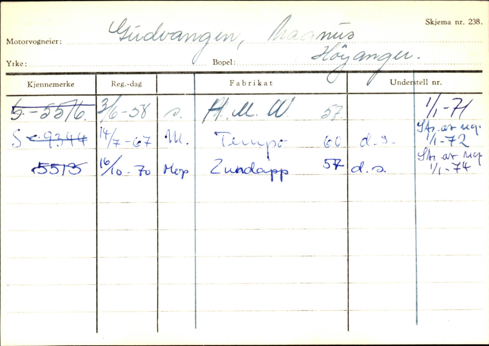 Statens vegvesen, Sogn og Fjordane vegkontor, AV/SAB-A-5301/4/F/L0130: Eigarregister Eid T-Å. Høyanger A-O, 1945-1975, p. 1205