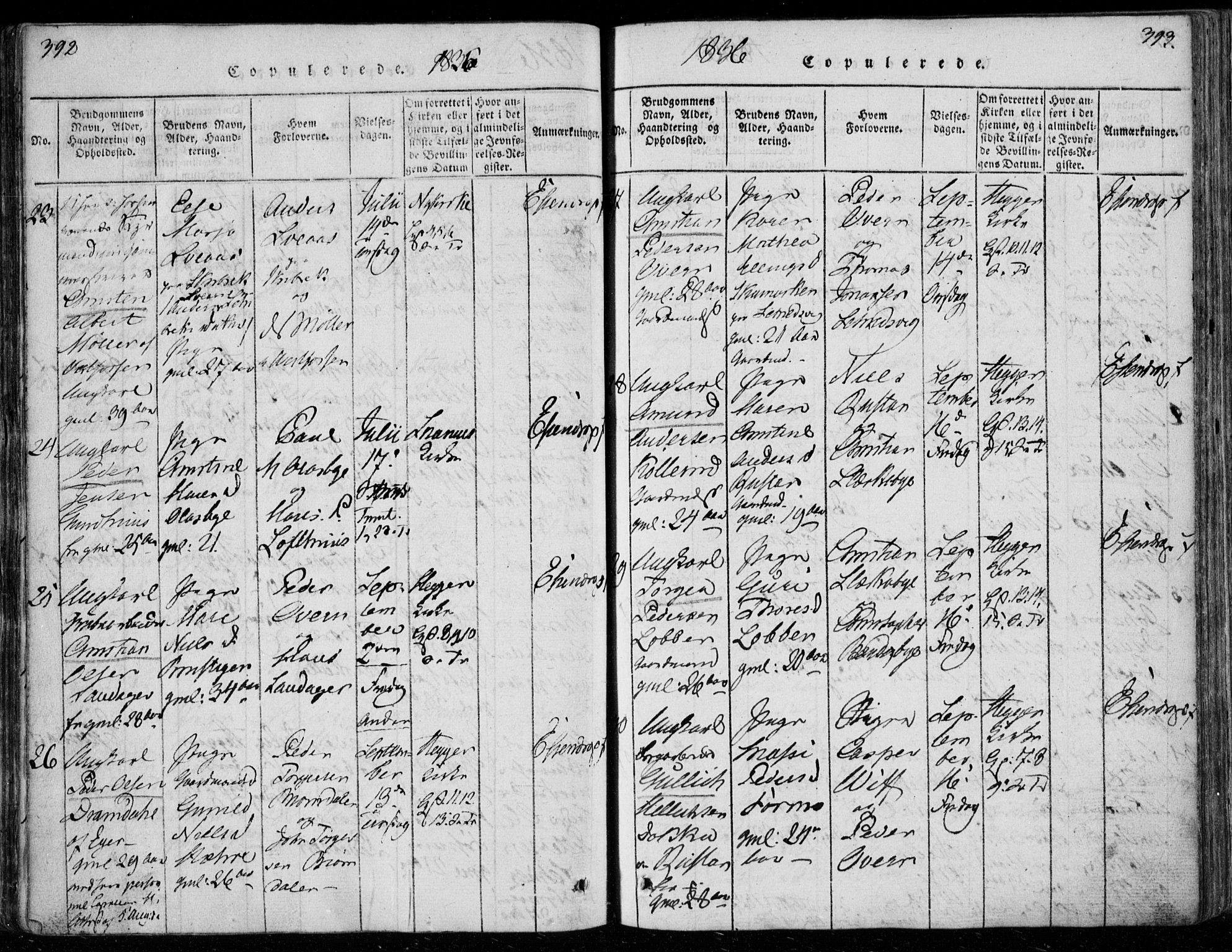 Modum kirkebøker, AV/SAKO-A-234/F/Fa/L0006: Parish register (official) no. 6, 1832-1841, p. 392-393