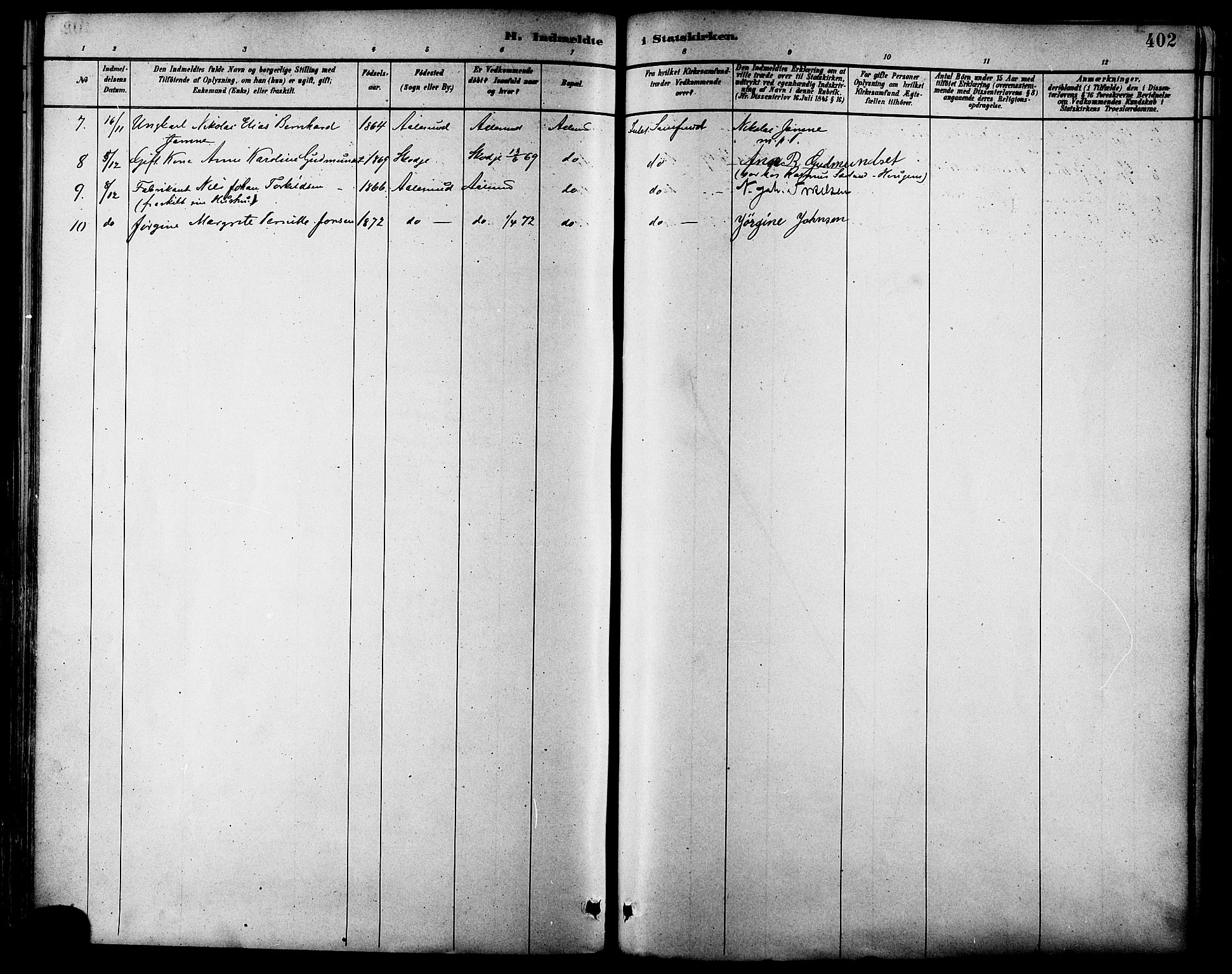 Ministerialprotokoller, klokkerbøker og fødselsregistre - Møre og Romsdal, AV/SAT-A-1454/529/L0455: Parish register (official) no. 529A05, 1885-1893, p. 402