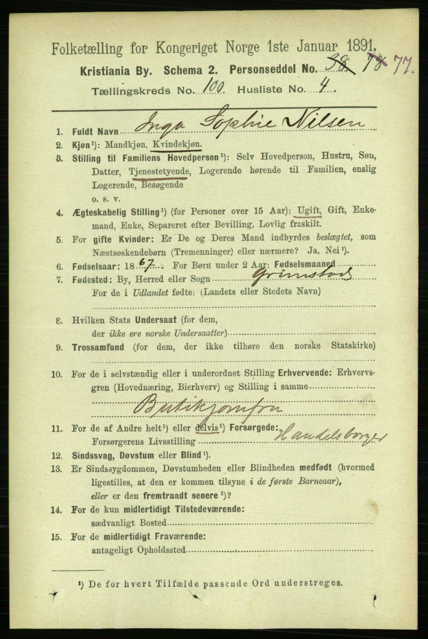 RA, 1891 census for 0301 Kristiania, 1891, p. 49315