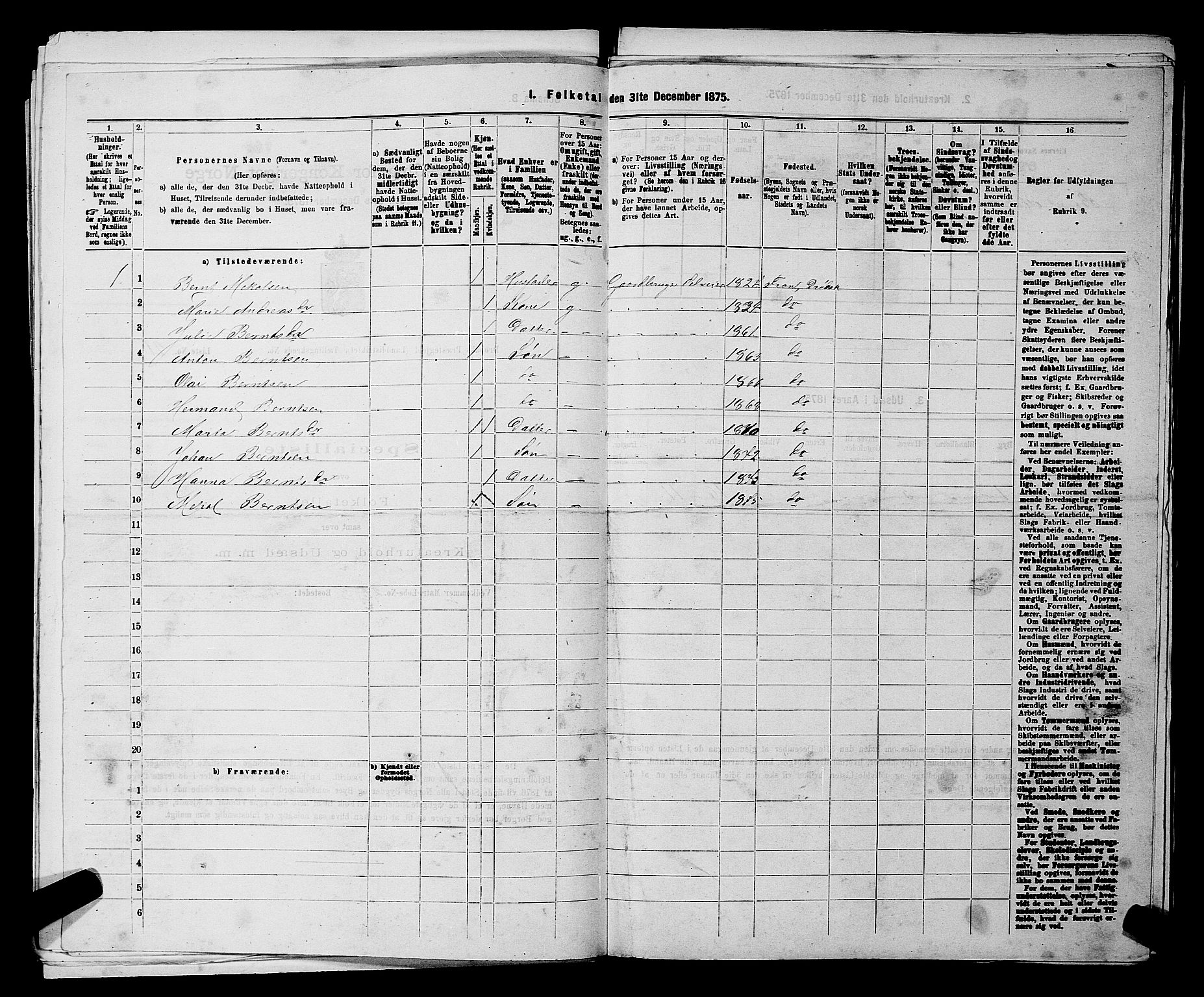 RA, 1875 census for 0215L Drøbak/Frogn, 1875, p. 603