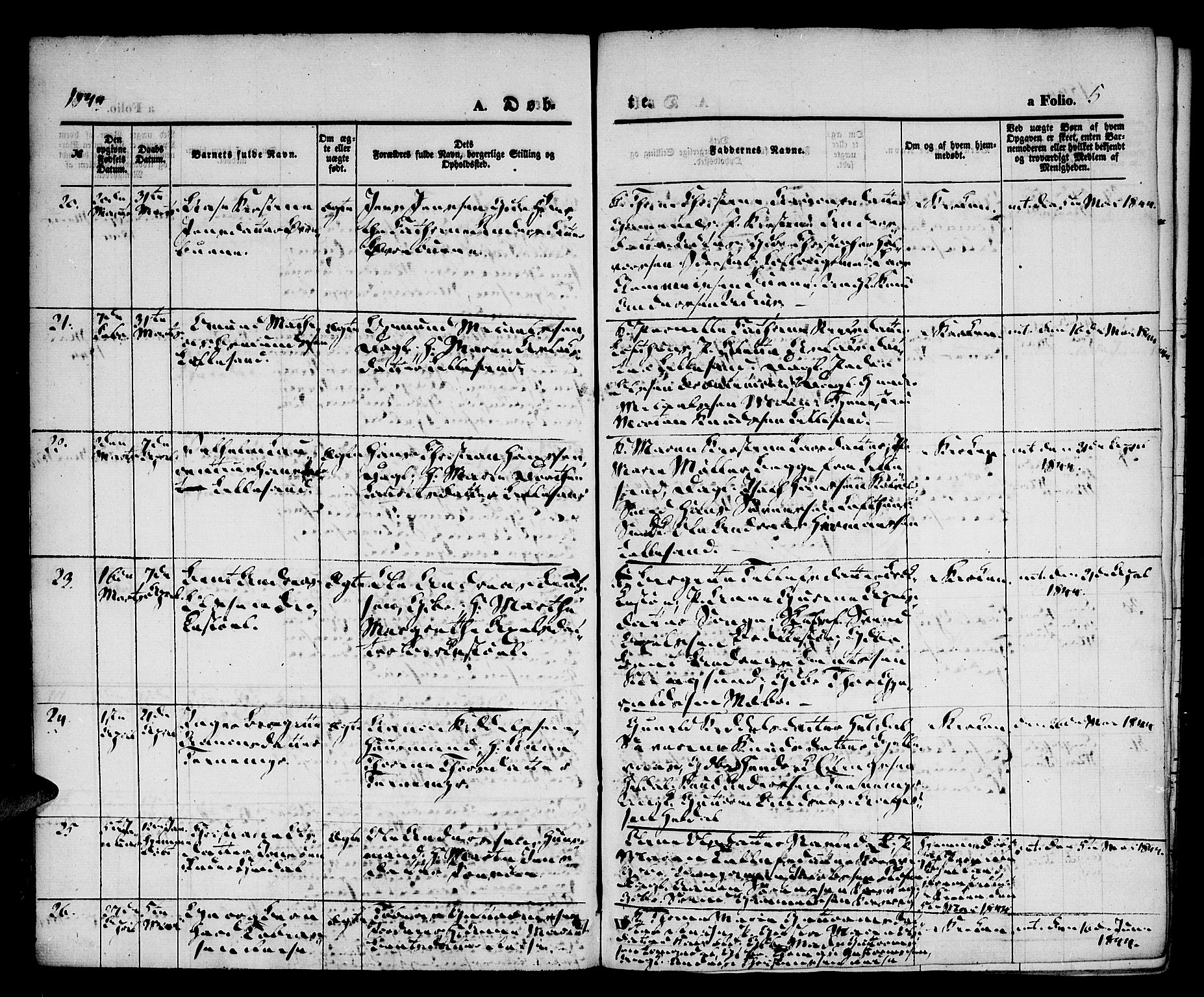 Vestre Moland sokneprestkontor, AV/SAK-1111-0046/F/Fa/Fab/L0005: Parish register (official) no. A 5, 1841-1849, p. 5