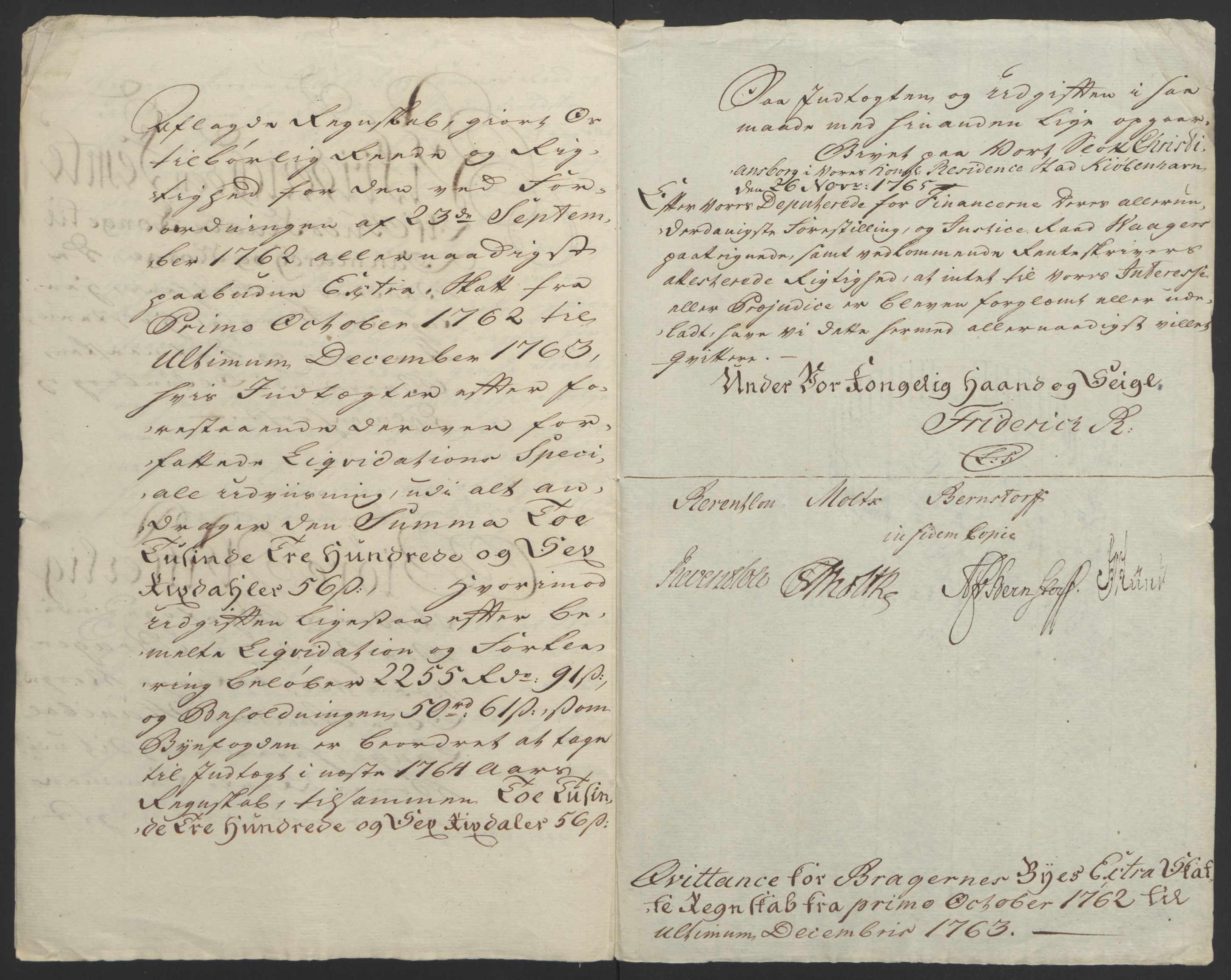 Rentekammeret inntil 1814, Reviderte regnskaper, Byregnskaper, RA/EA-4066/R/Rf/L0119/0001: [F2] Kontribusjonsregnskap / Ekstraskatt, 1762-1767, p. 8