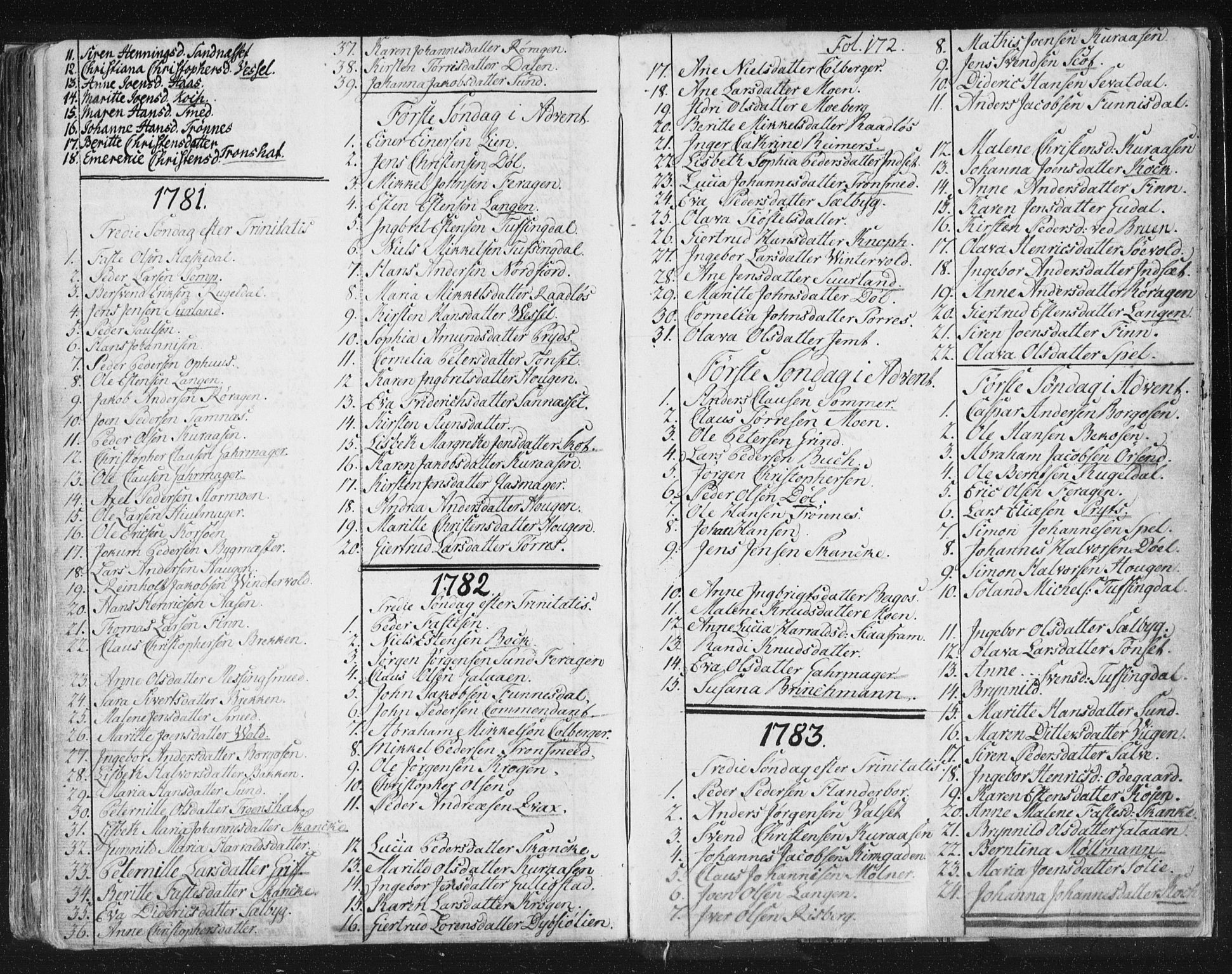 Ministerialprotokoller, klokkerbøker og fødselsregistre - Sør-Trøndelag, AV/SAT-A-1456/681/L0926: Parish register (official) no. 681A04, 1767-1797, p. 172