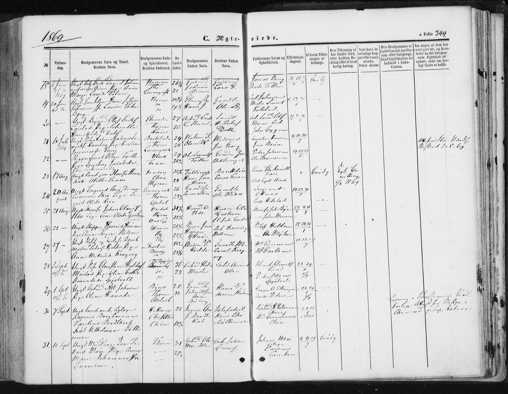 Ministerialprotokoller, klokkerbøker og fødselsregistre - Sør-Trøndelag, SAT/A-1456/602/L0115: Parish register (official) no. 602A13, 1860-1872, p. 344