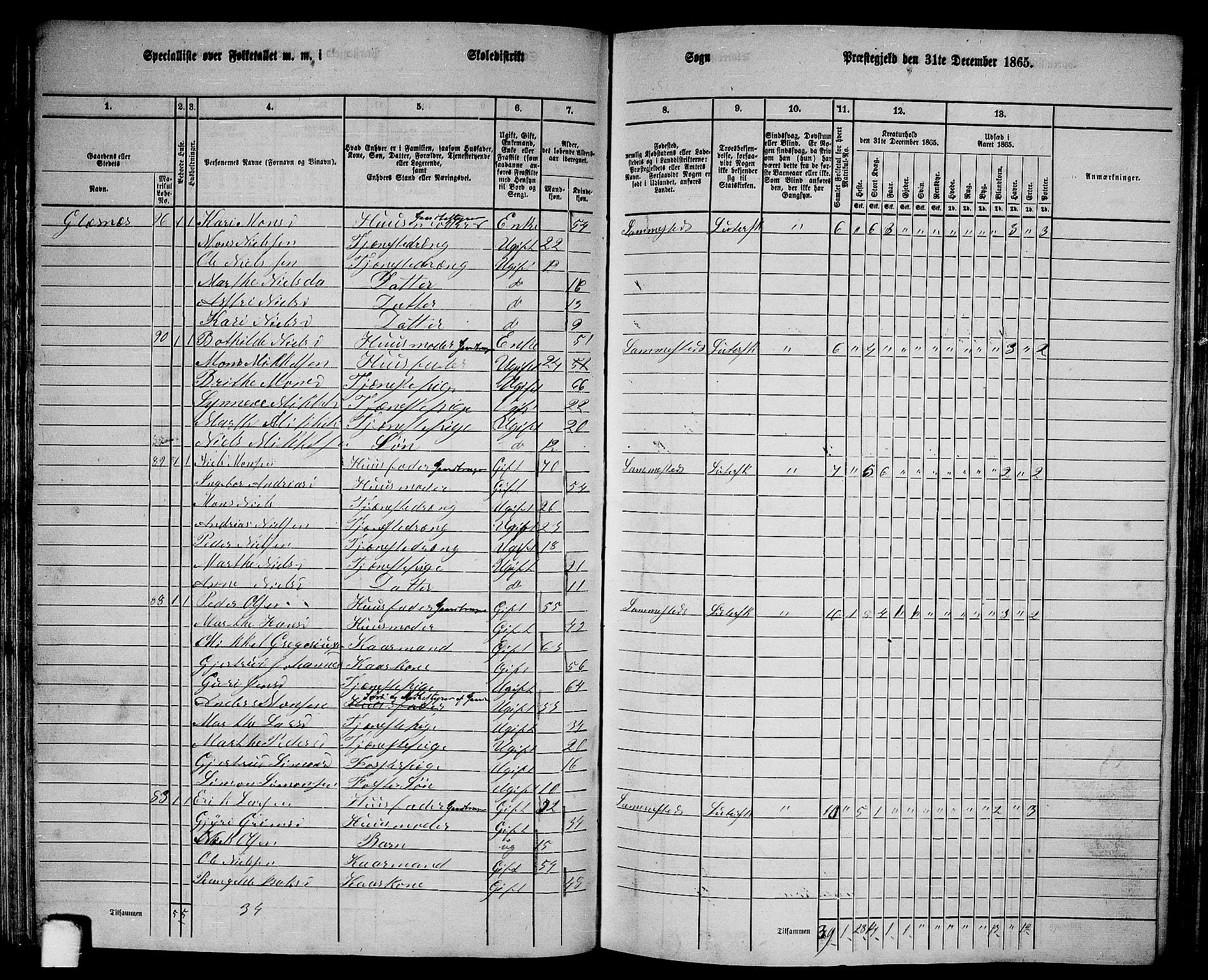 RA, 1865 census for Sund, 1865, p. 71