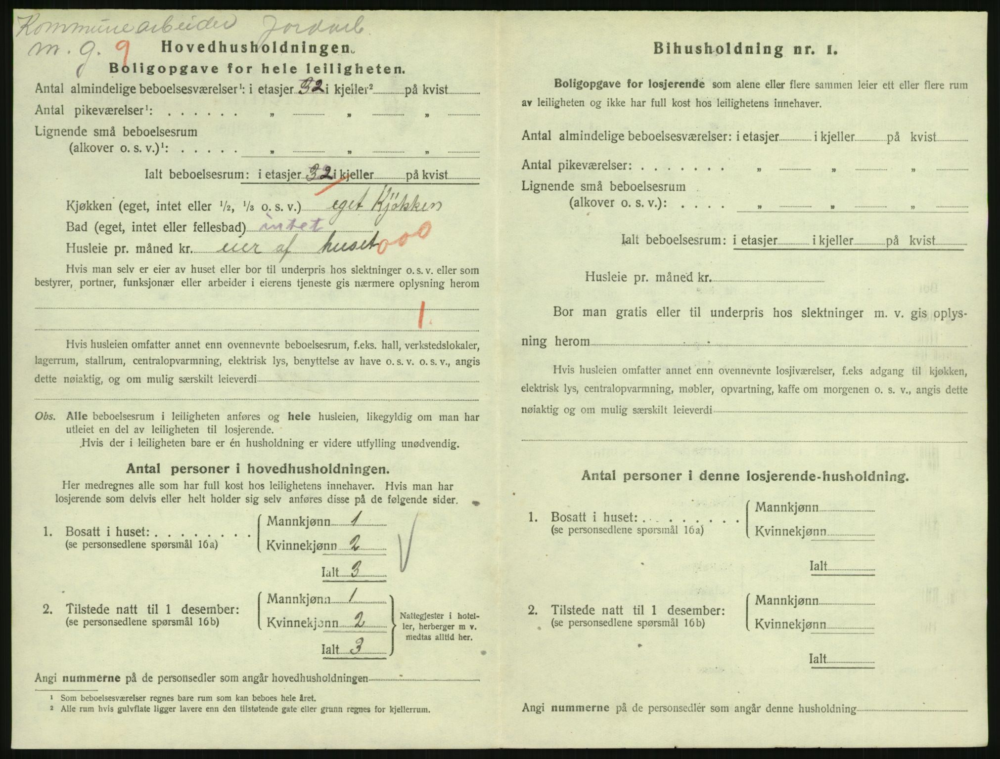 SAH, 1920 census for Lillehammer, 1920, p. 3405