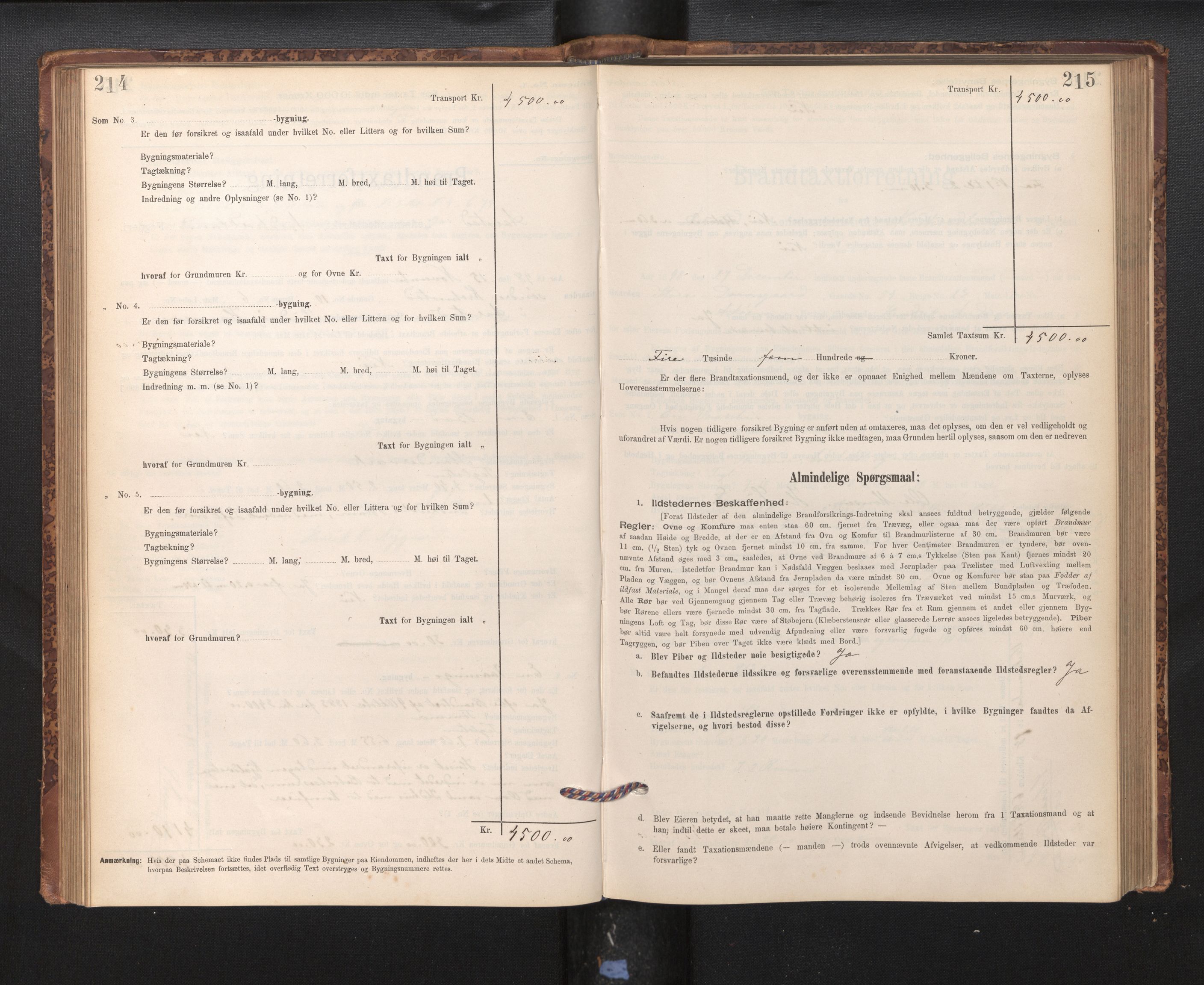 Lensmannen i Årstad, AV/SAB-A-36201/0012/L0011: Branntakstprotokoll,skjematakst, 1895-1901, p. 214-215