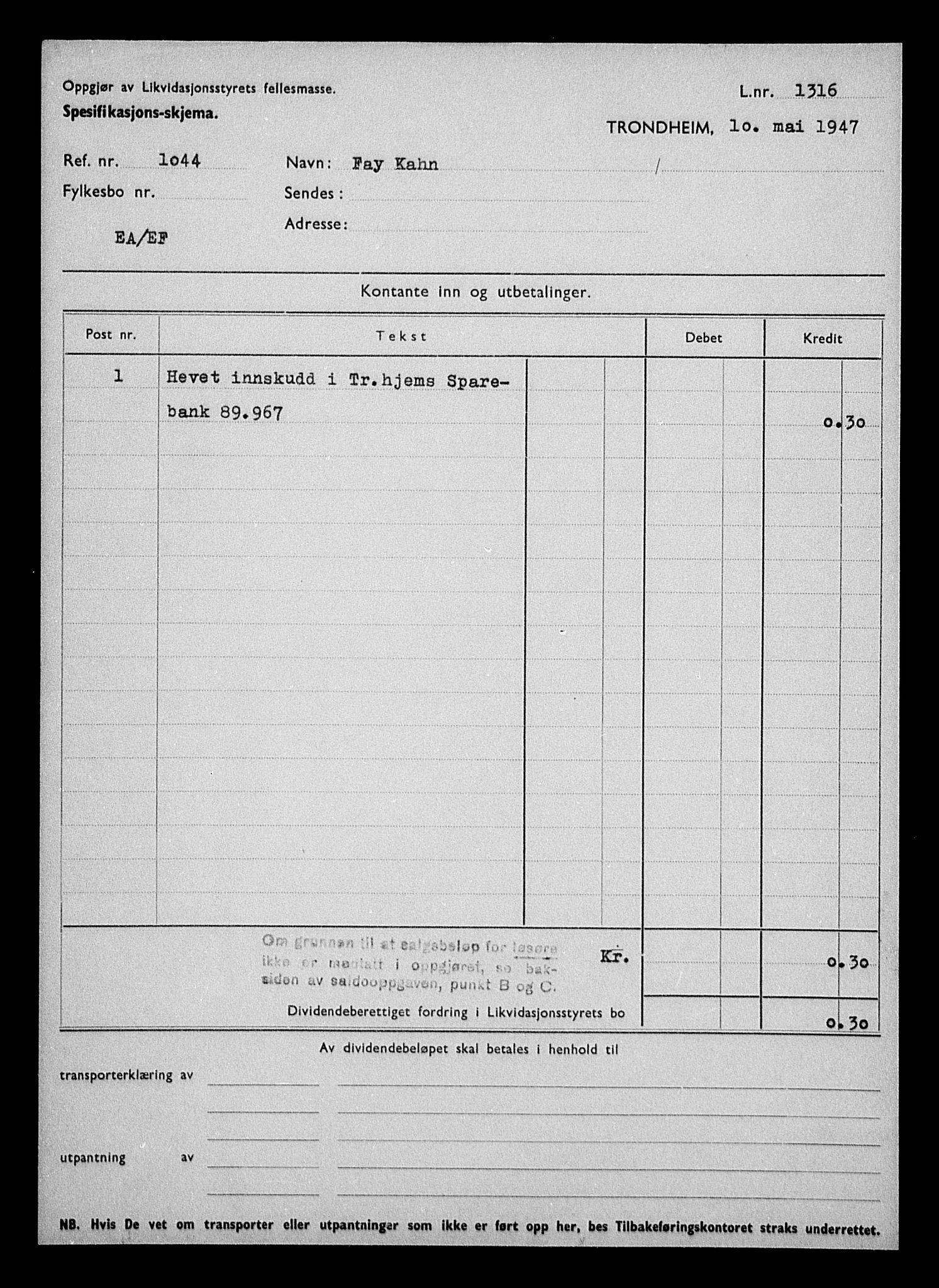 Justisdepartementet, Tilbakeføringskontoret for inndratte formuer, RA/S-1564/H/Hc/Hca/L0899: --, 1945-1947, p. 280