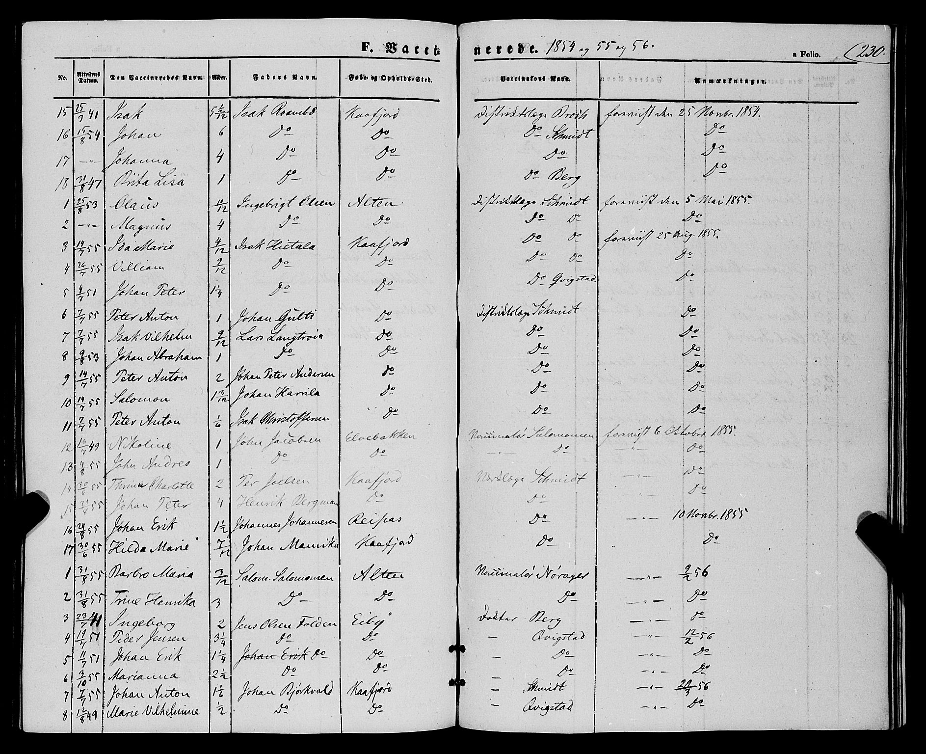 Talvik sokneprestkontor, SATØ/S-1337/H/Ha/L0016kirke: Parish register (official) no. 16, 1847-1857, p. 230
