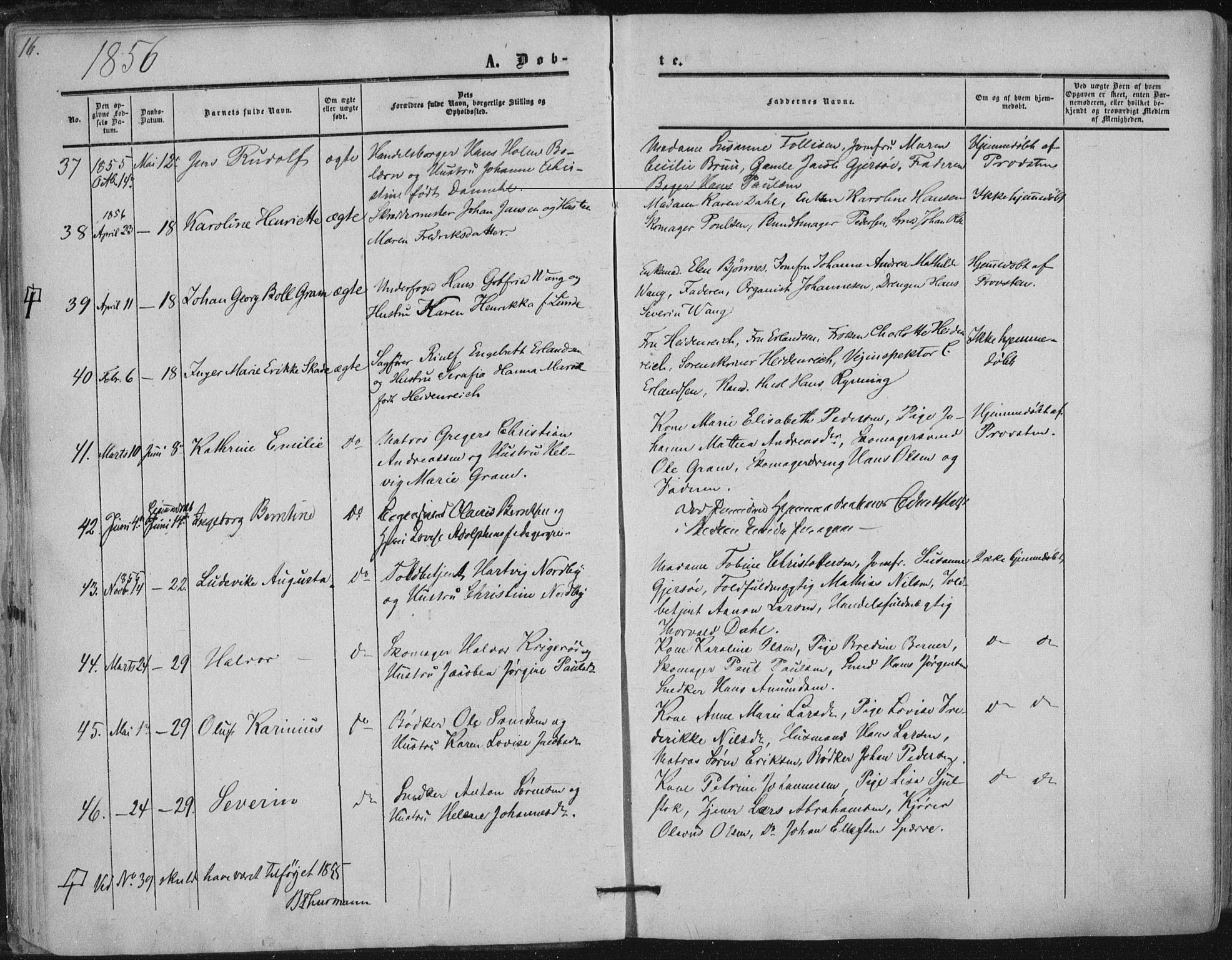 Tønsberg kirkebøker, AV/SAKO-A-330/F/Fa/L0008: Parish register (official) no. I 8, 1855-1864, p. 16