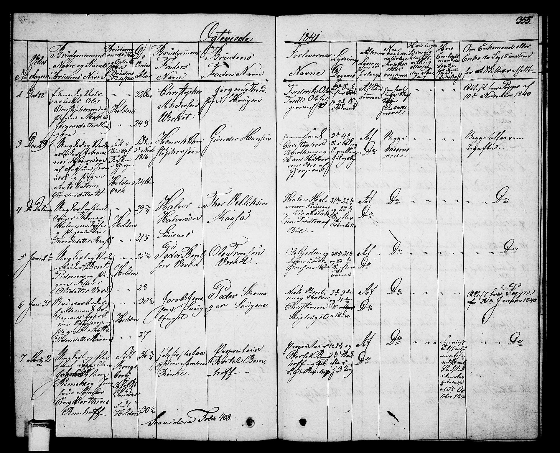 Holla kirkebøker, AV/SAKO-A-272/G/Ga/L0002: Parish register (copy) no. I 2, 1830-1848, p. 355