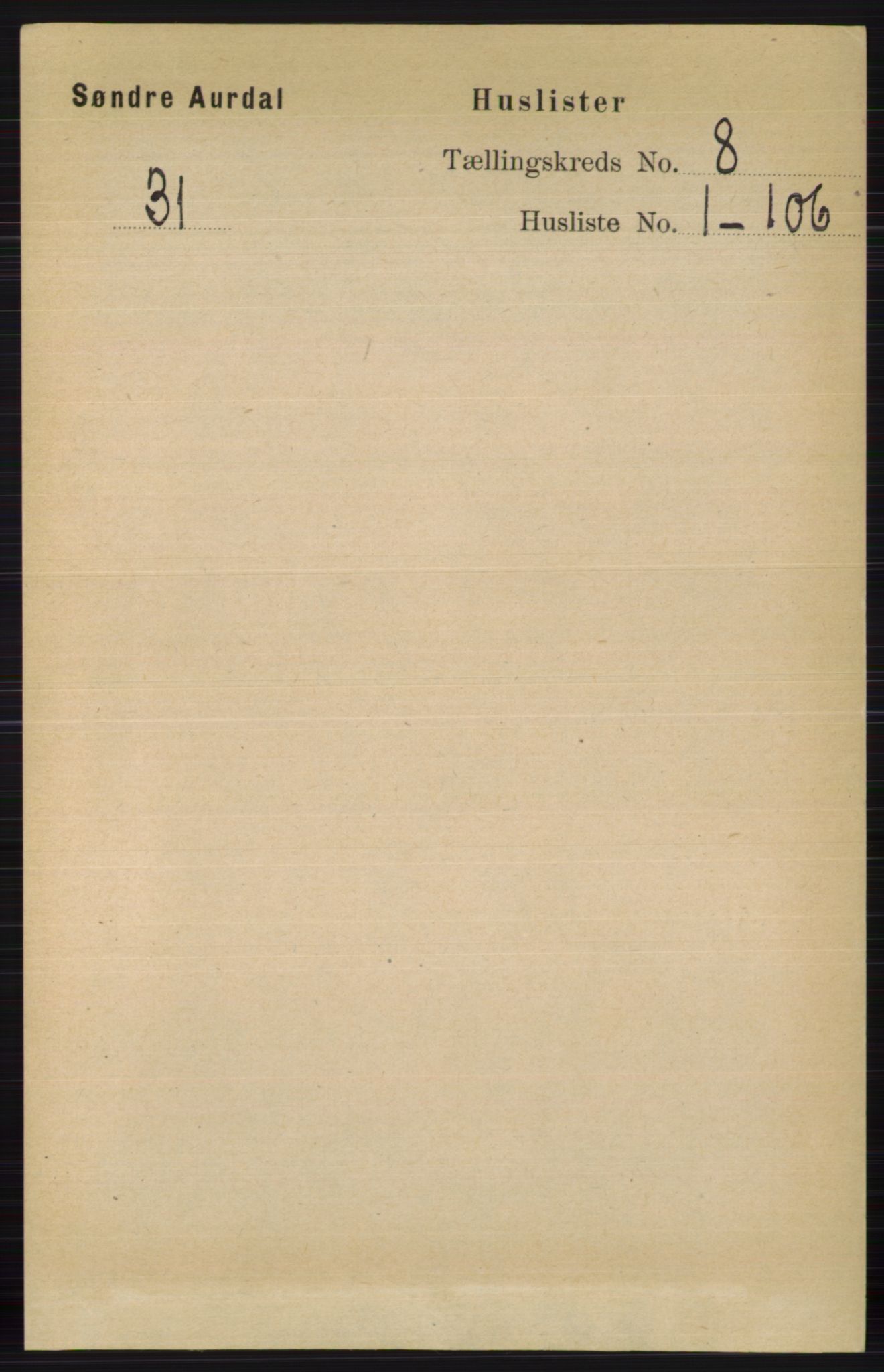RA, 1891 census for 0540 Sør-Aurdal, 1891, p. 4750