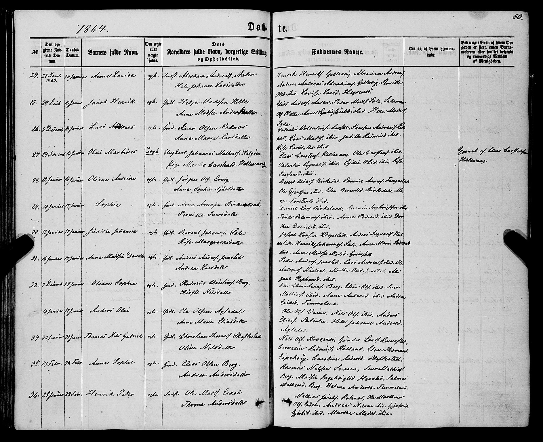 Førde sokneprestembete, AV/SAB-A-79901/H/Haa/Haaa/L0009: Parish register (official) no. A 9, 1861-1877, p. 60