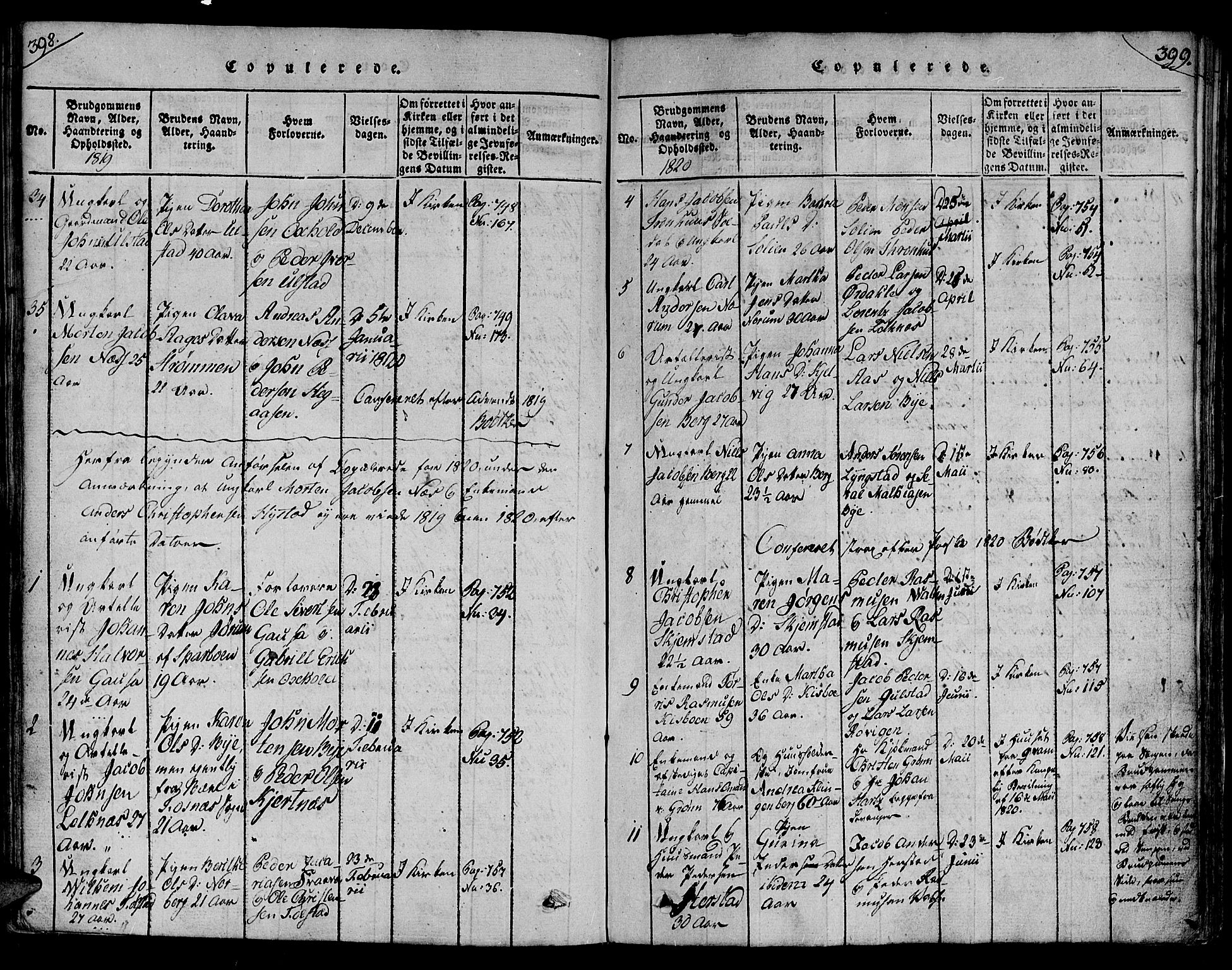 Ministerialprotokoller, klokkerbøker og fødselsregistre - Nord-Trøndelag, SAT/A-1458/730/L0275: Parish register (official) no. 730A04, 1816-1822, p. 398-399