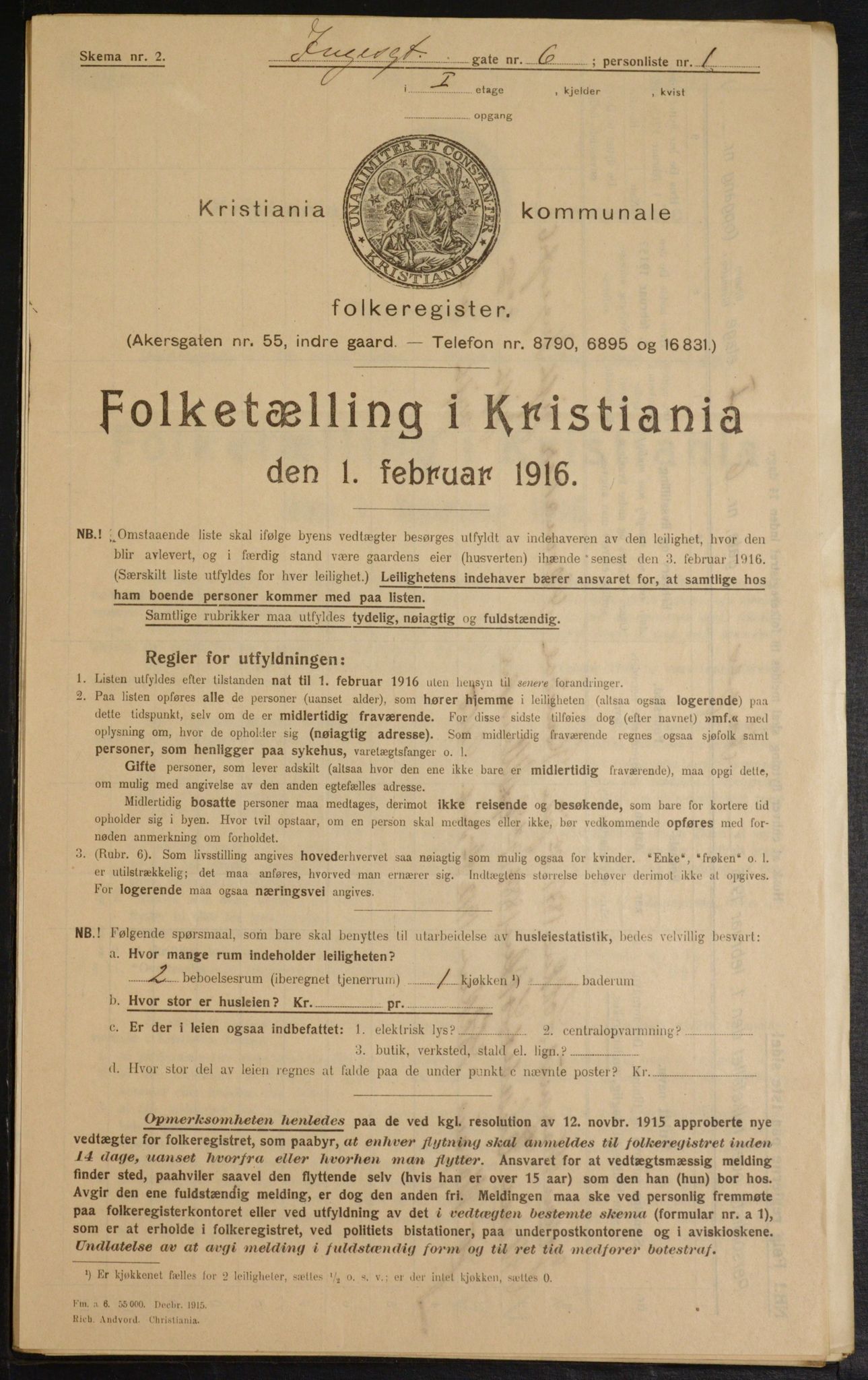 OBA, Municipal Census 1916 for Kristiania, 1916, p. 44865