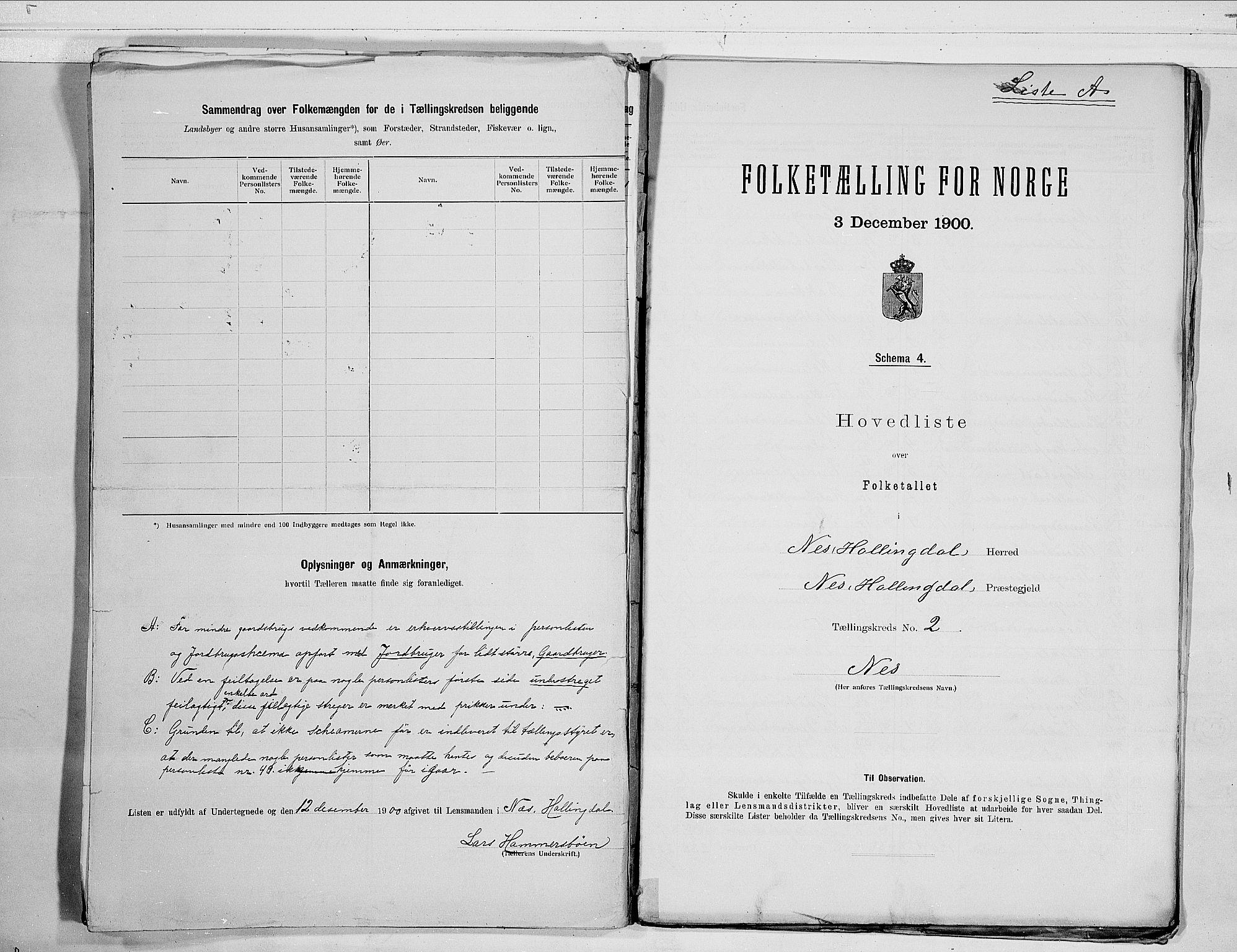 RA, 1900 census for Nes, 1900, p. 6