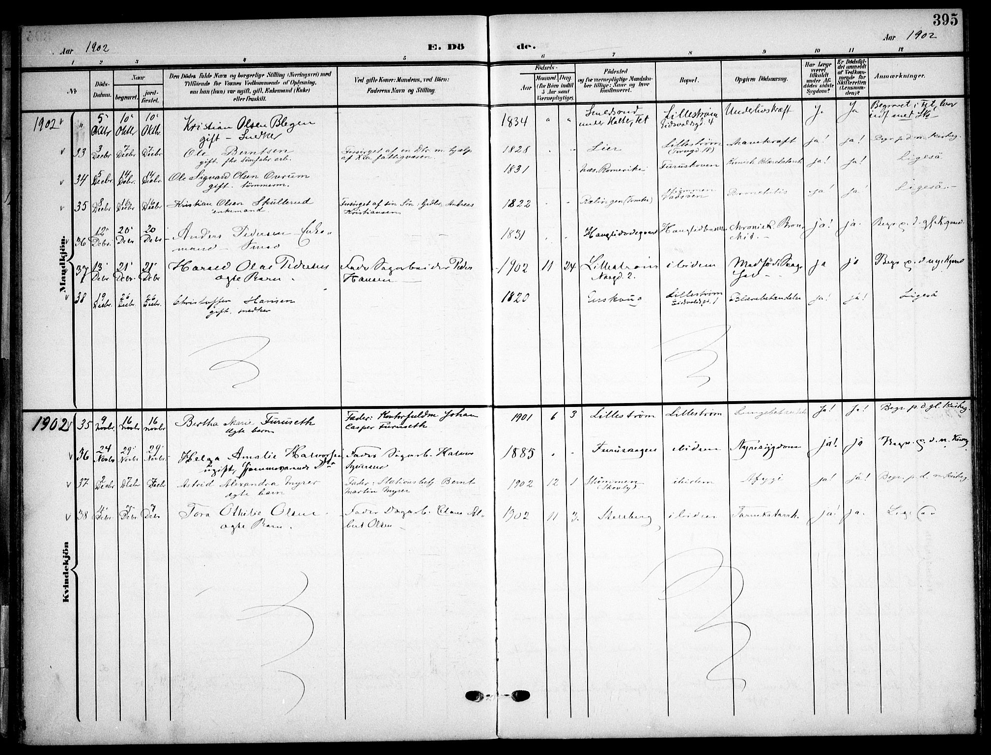 Skedsmo prestekontor Kirkebøker, AV/SAO-A-10033a/F/Fa/L0015: Parish register (official) no. I 15, 1902-1917, p. 395