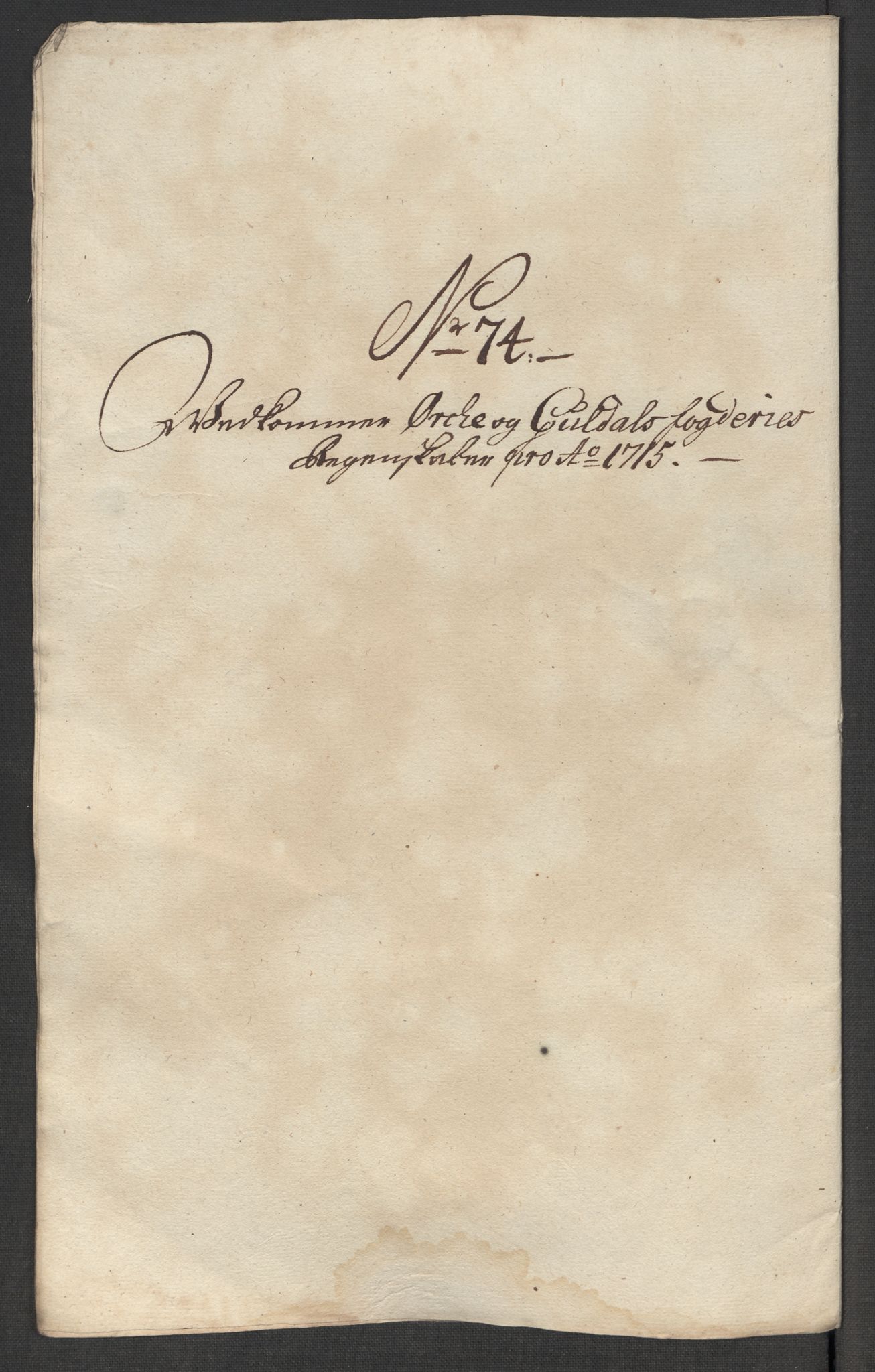 Rentekammeret inntil 1814, Reviderte regnskaper, Fogderegnskap, RA/EA-4092/R60/L3966: Fogderegnskap Orkdal og Gauldal, 1715, p. 506