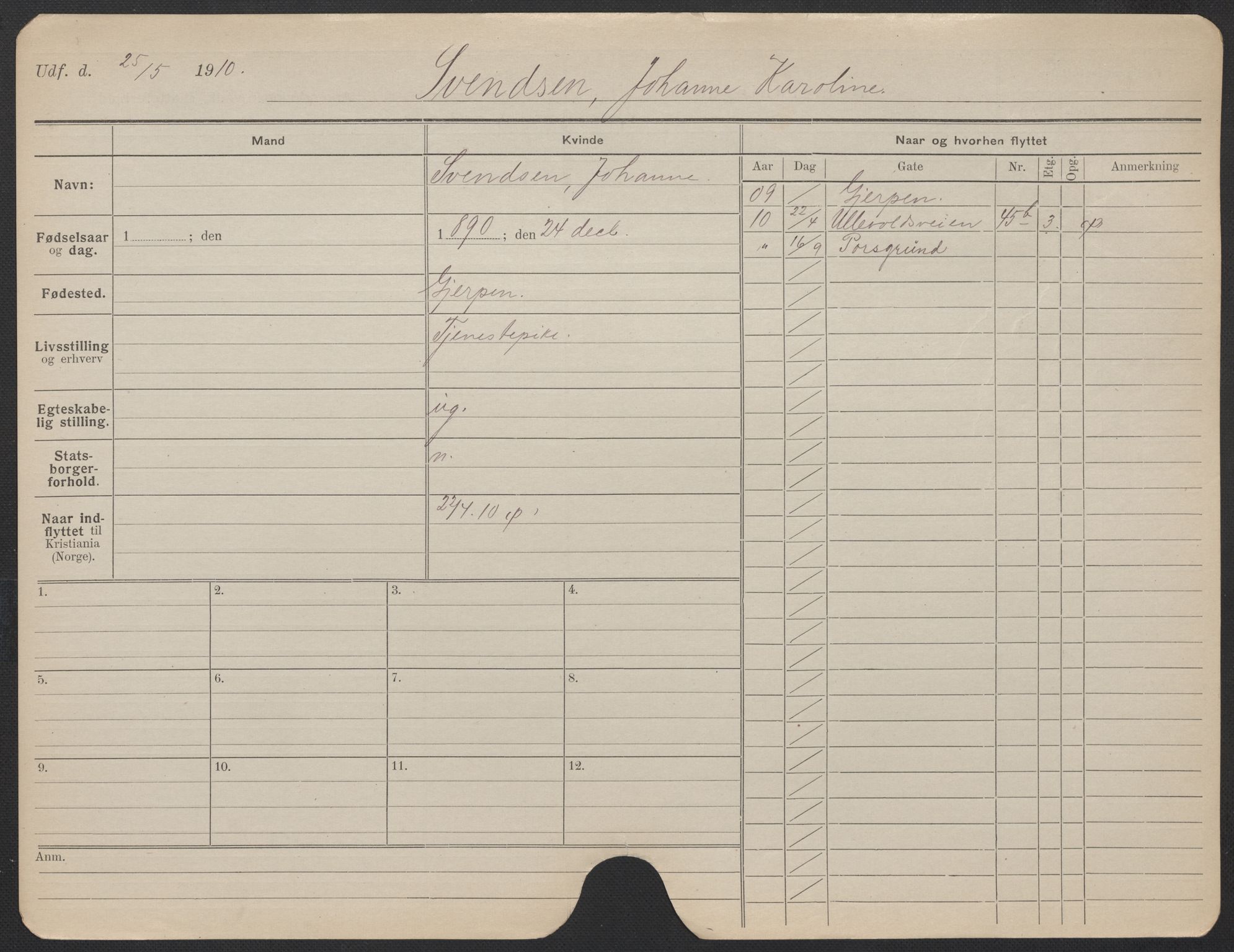 Oslo folkeregister, Registerkort, AV/SAO-A-11715/F/Fa/Fac/L0024: Kvinner, 1906-1914, p. 650a