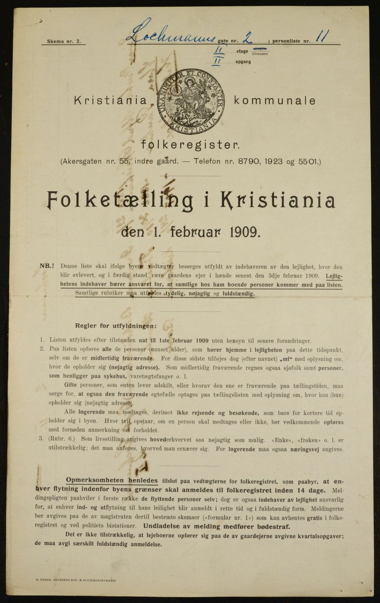 OBA, Municipal Census 1909 for Kristiania, 1909, p. 74135