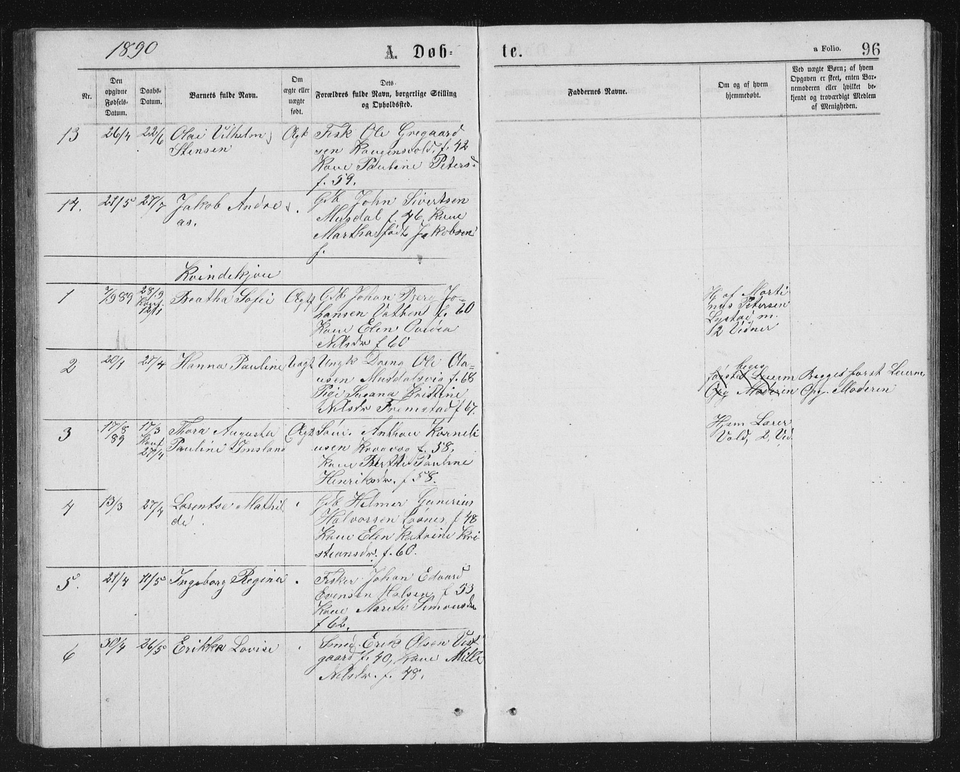 Ministerialprotokoller, klokkerbøker og fødselsregistre - Sør-Trøndelag, SAT/A-1456/662/L0756: Parish register (copy) no. 662C01, 1869-1891, p. 96