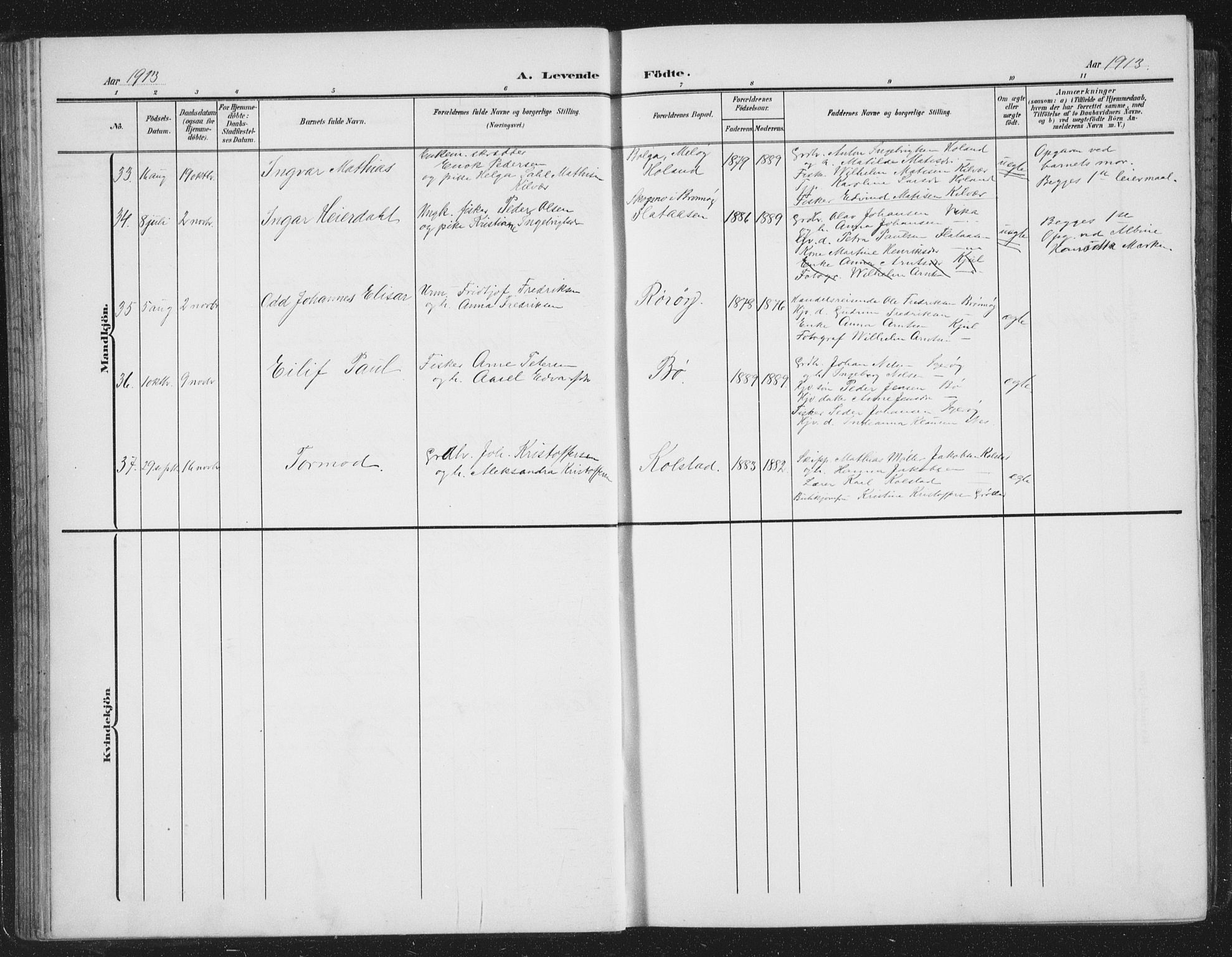 Ministerialprotokoller, klokkerbøker og fødselsregistre - Nordland, AV/SAT-A-1459/816/L0254: Parish register (copy) no. 816C04, 1905-1934