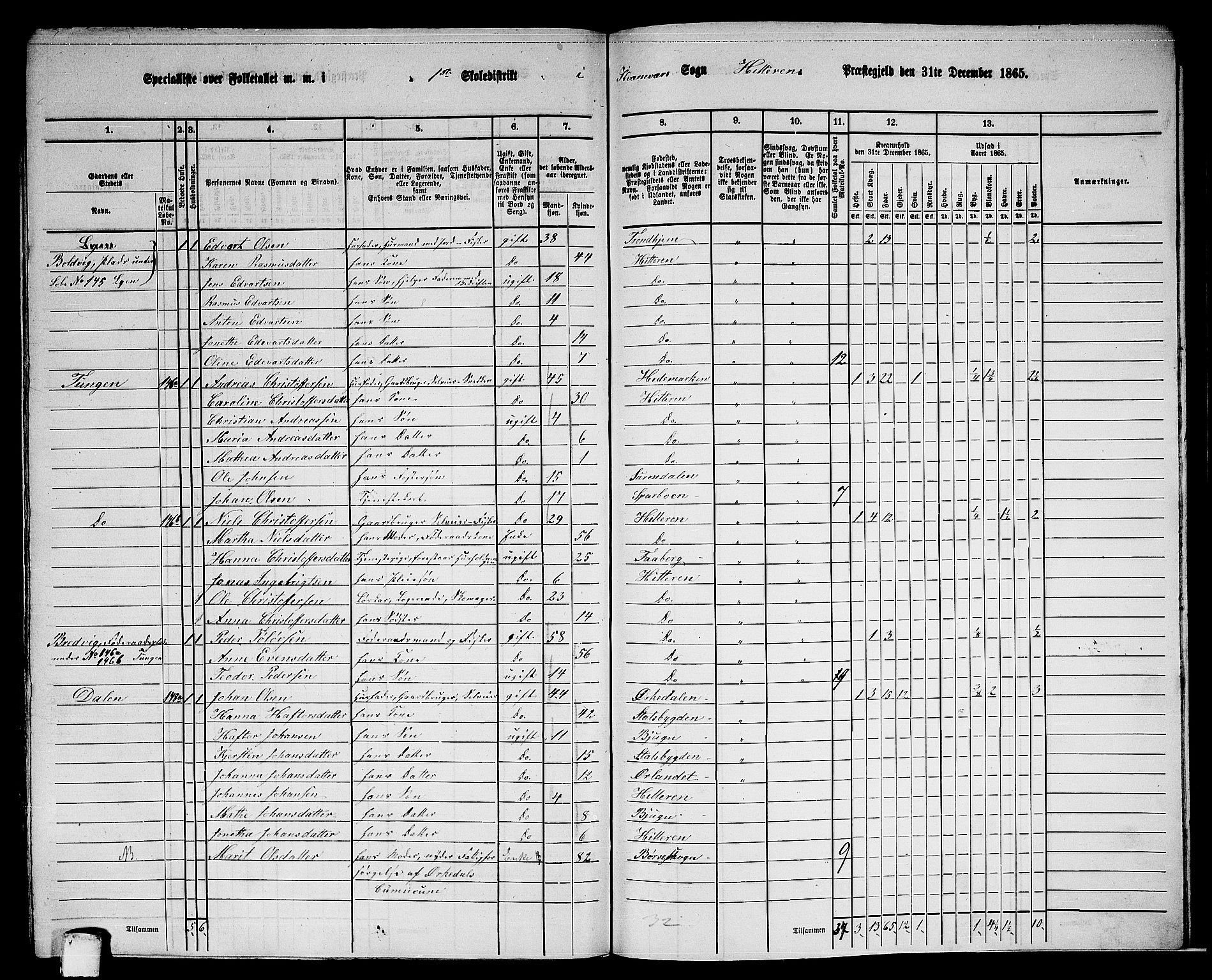 RA, 1865 census for Hitra, 1865, p. 298