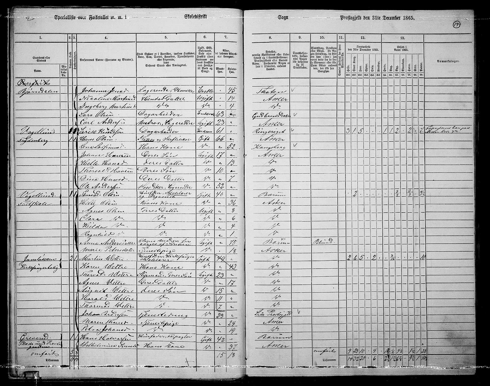 RA, 1865 census for Asker, 1865, p. 19