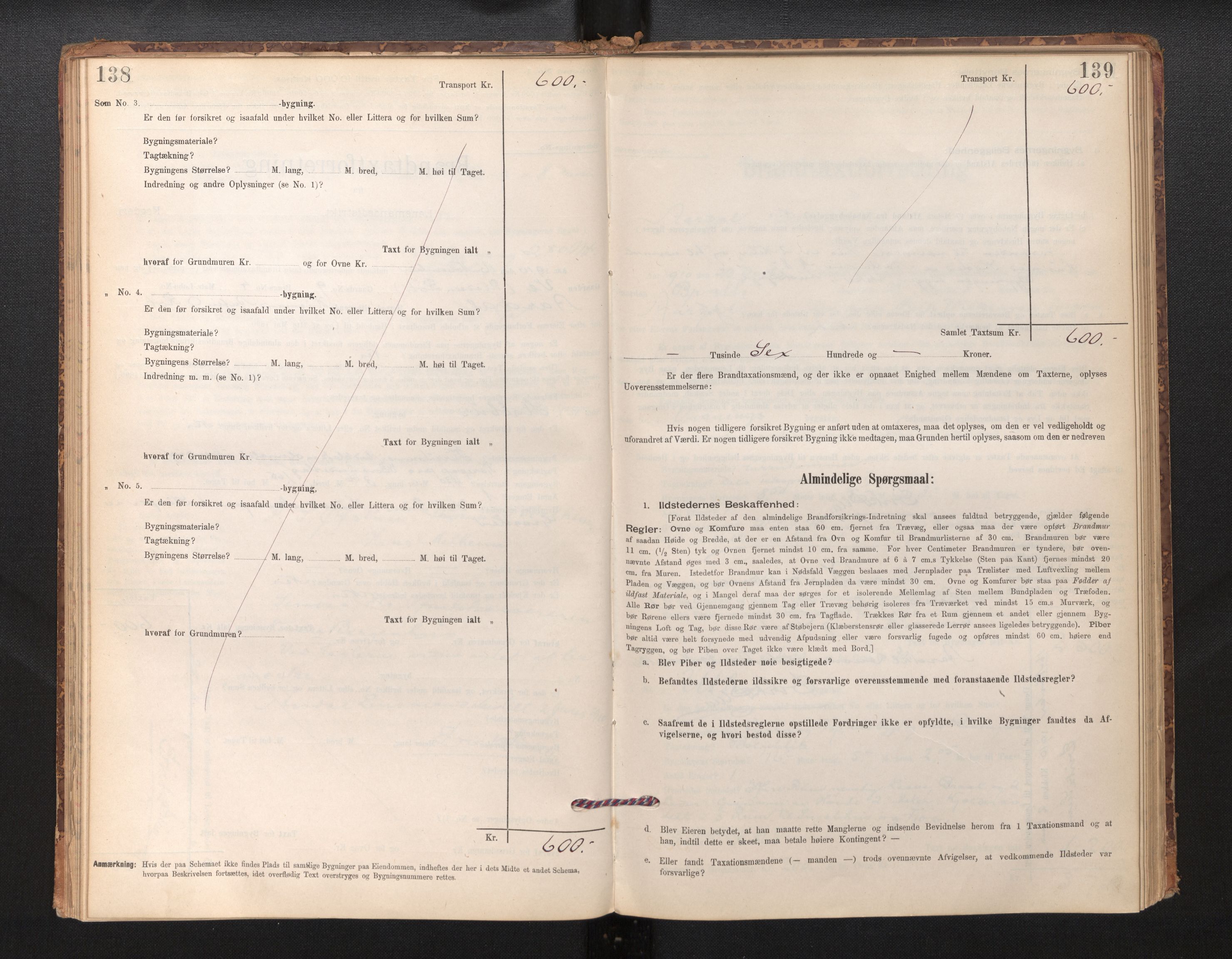 Lensmannen i Årdal, AV/SAB-A-30501/0012/L0008: Branntakstprotokoll, skjematakst, 1895-1915, p. 138-139