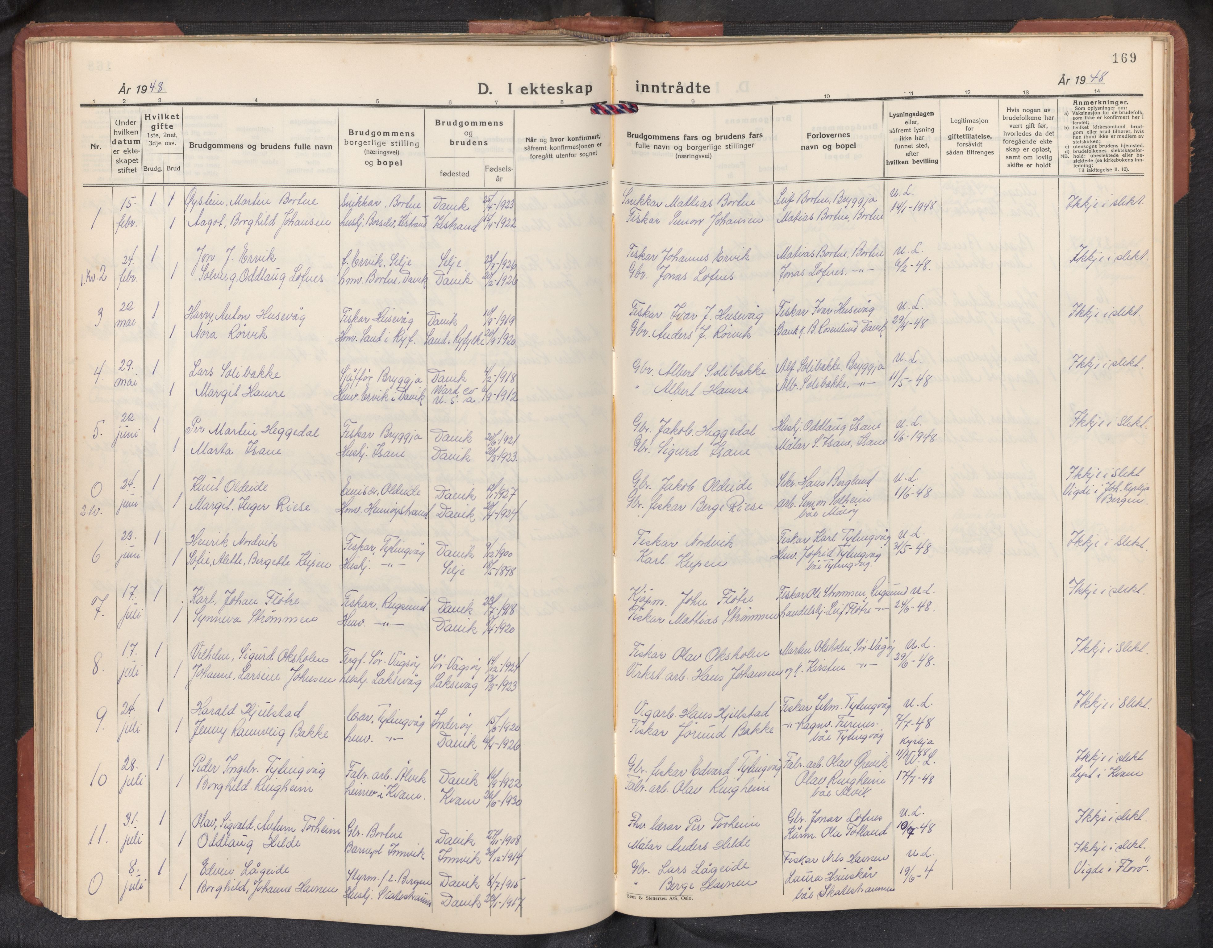 Davik sokneprestembete, AV/SAB-A-79701/H/Hab/Habc/L0004: Parish register (copy) no. C 4, 1930-1952, p. 168b-169a