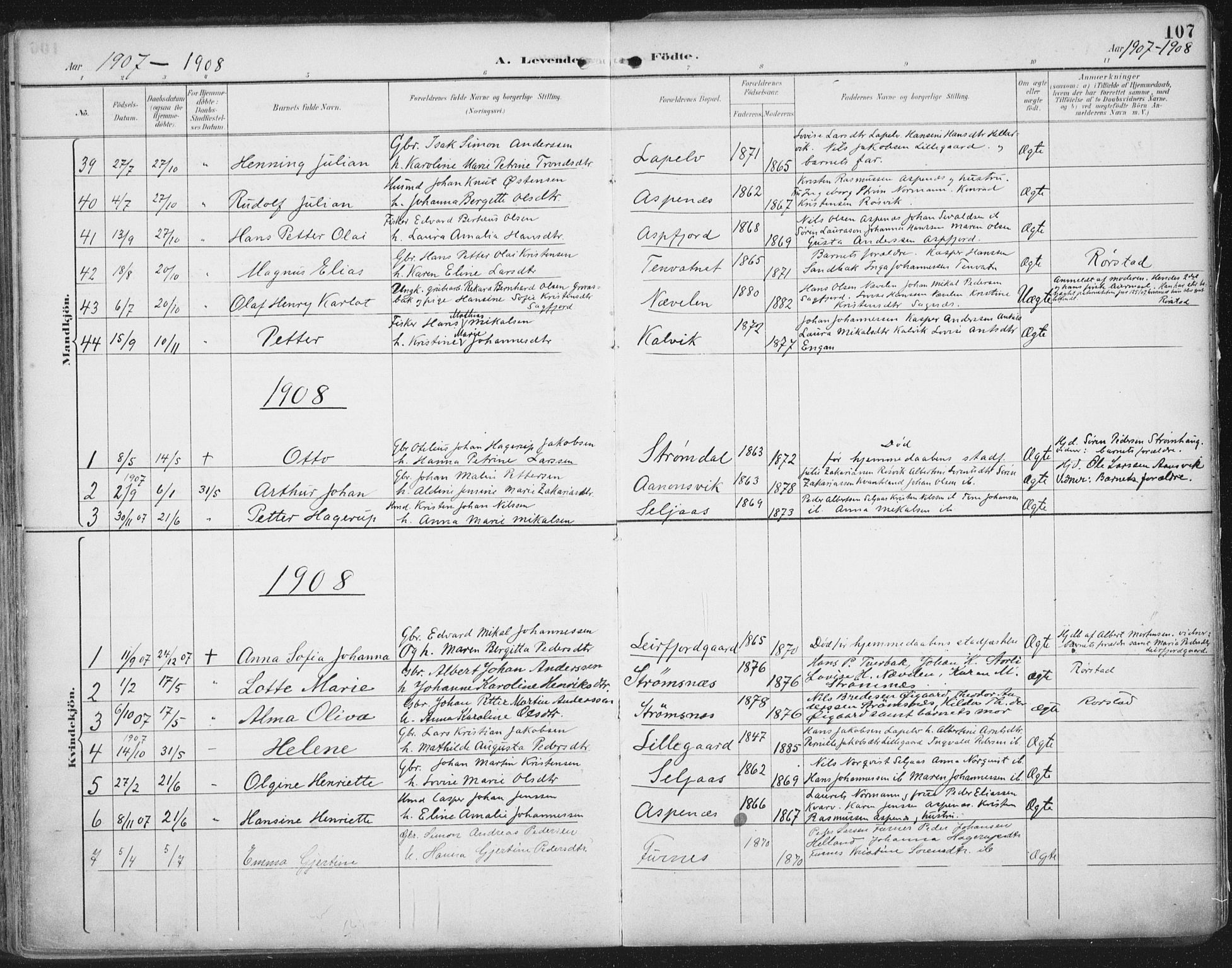 Ministerialprotokoller, klokkerbøker og fødselsregistre - Nordland, SAT/A-1459/854/L0779: Parish register (official) no. 854A02, 1892-1909, p. 107