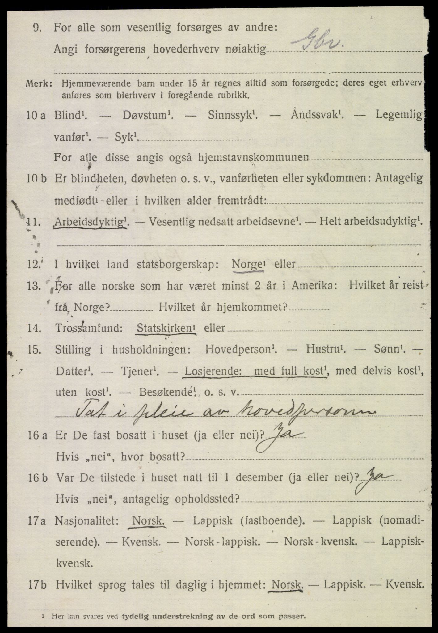 SAT, 1920 census for Klinga, 1920, p. 2068