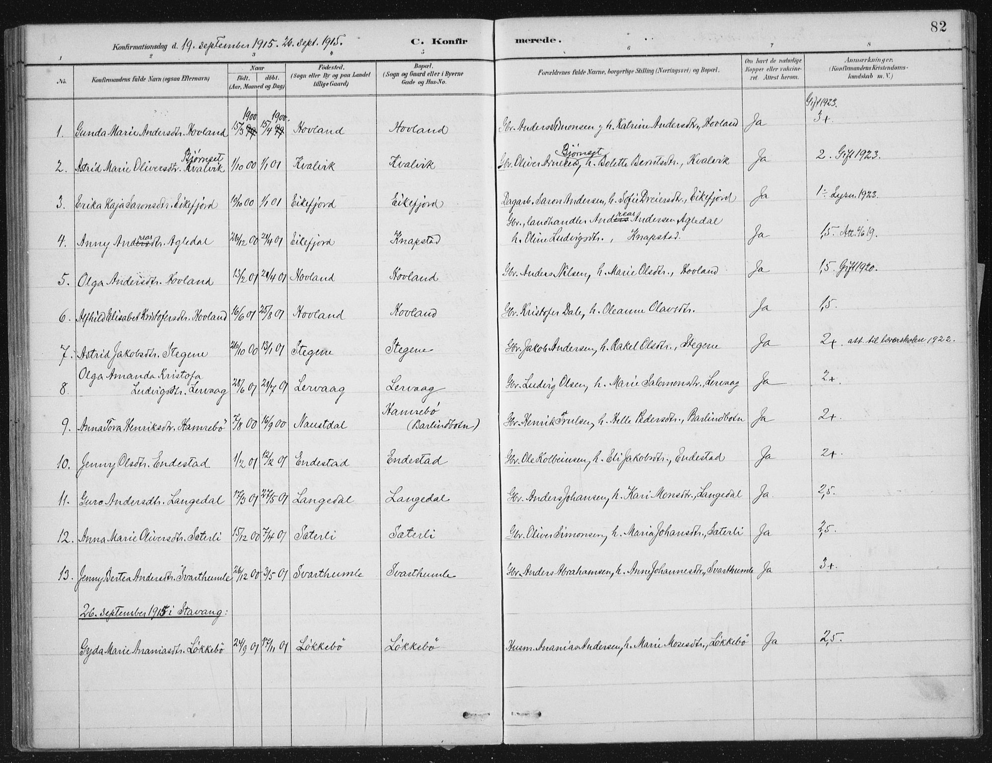 Kinn sokneprestembete, AV/SAB-A-80801/H/Haa/Haae/L0001: Parish register (official) no. E 1, 1890-1916, p. 82