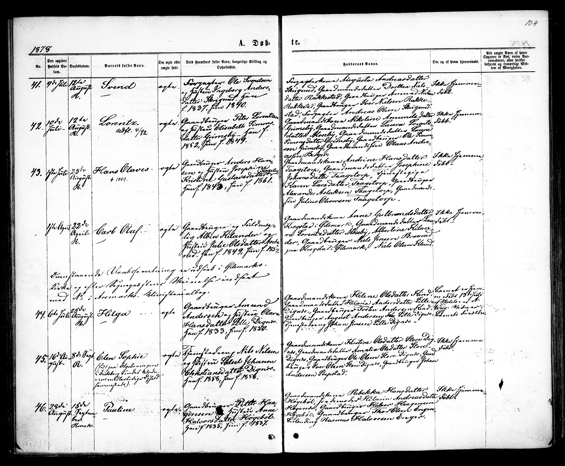 Rødenes prestekontor Kirkebøker, AV/SAO-A-2005/F/Fa/L0008: Parish register (official) no. I 8, 1869-1879, p. 104