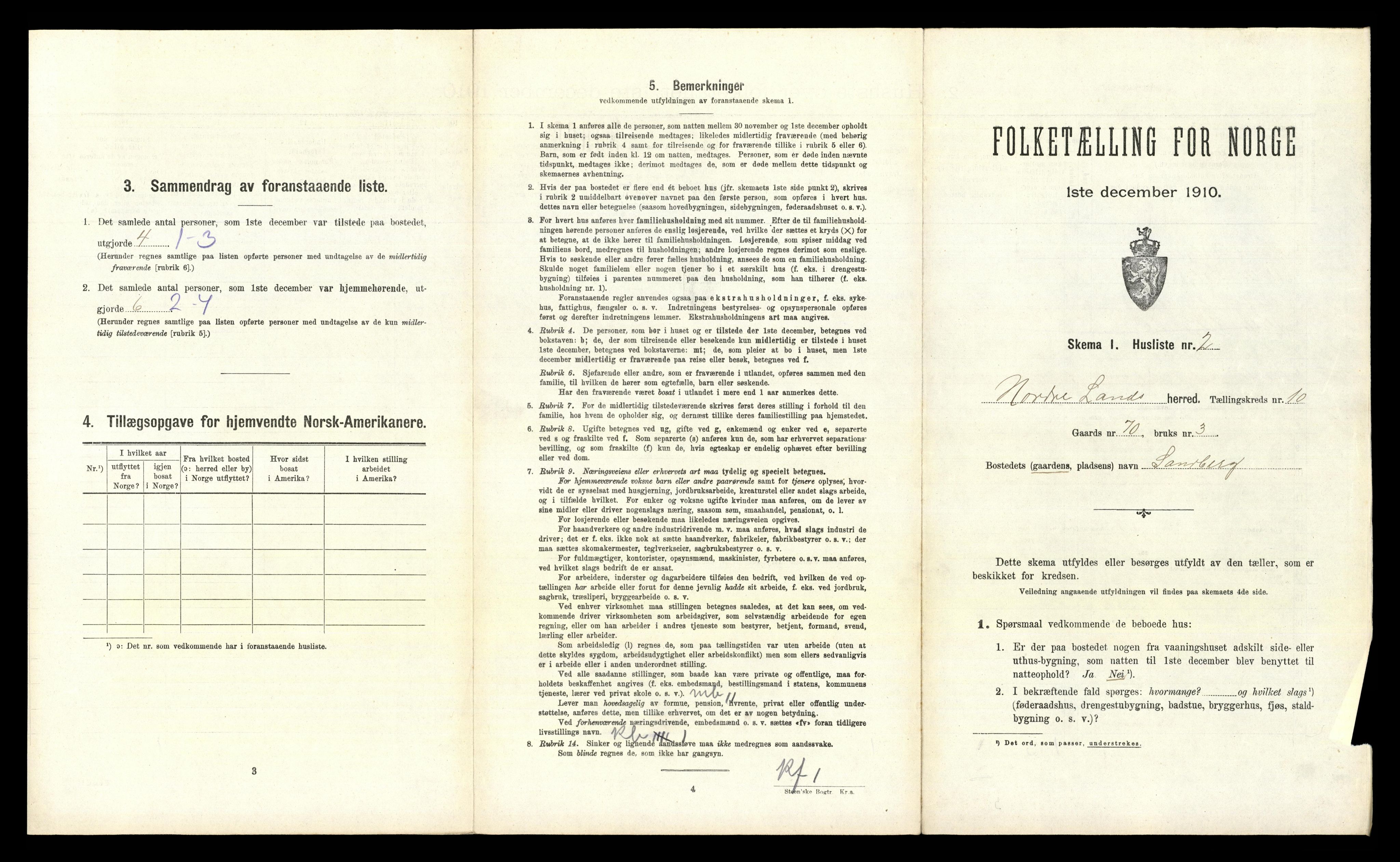 RA, 1910 census for Nordre Land, 1910, p. 1011