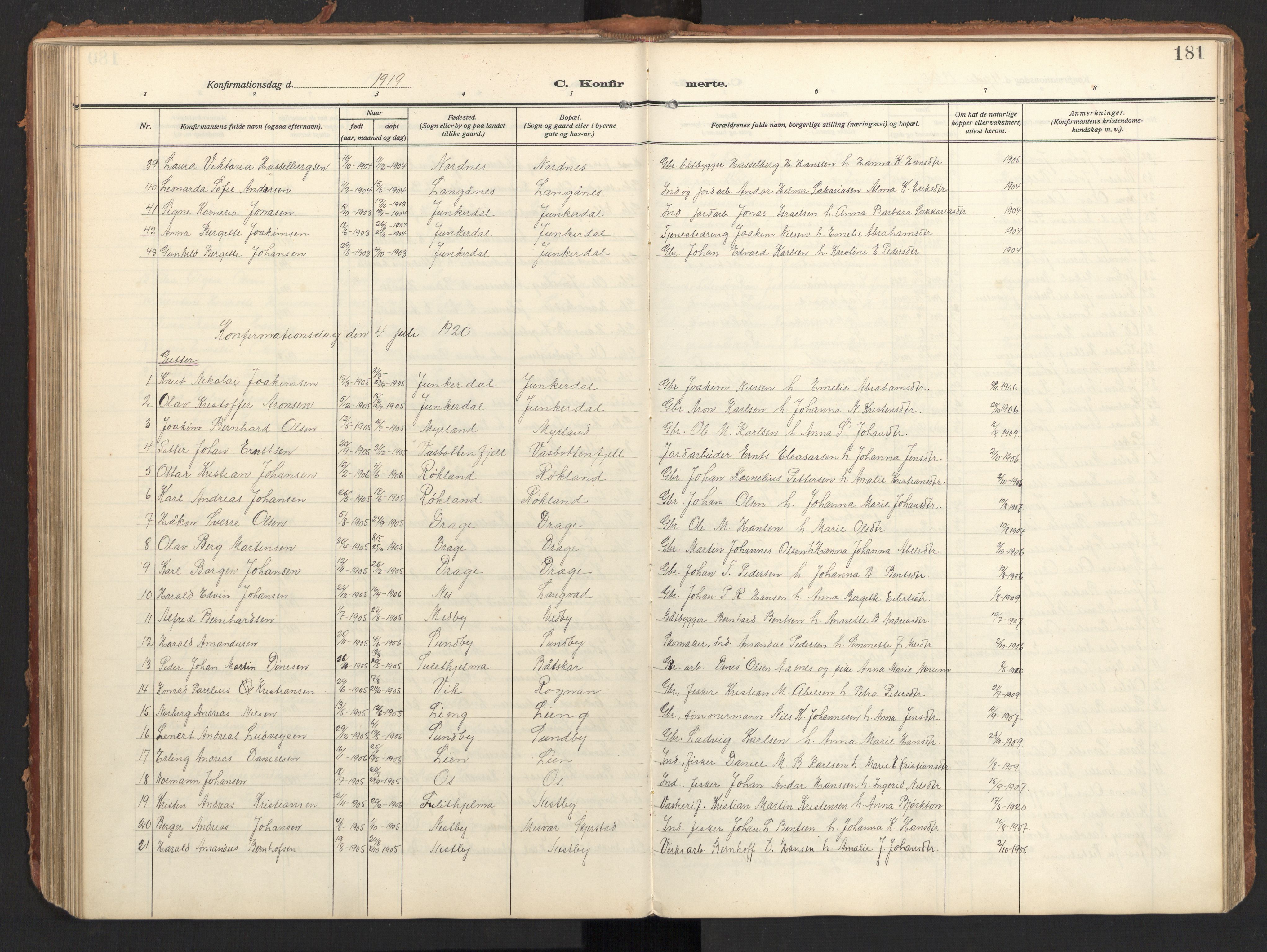 Ministerialprotokoller, klokkerbøker og fødselsregistre - Nordland, SAT/A-1459/847/L0683: Parish register (copy) no. 847C11, 1908-1929, p. 181